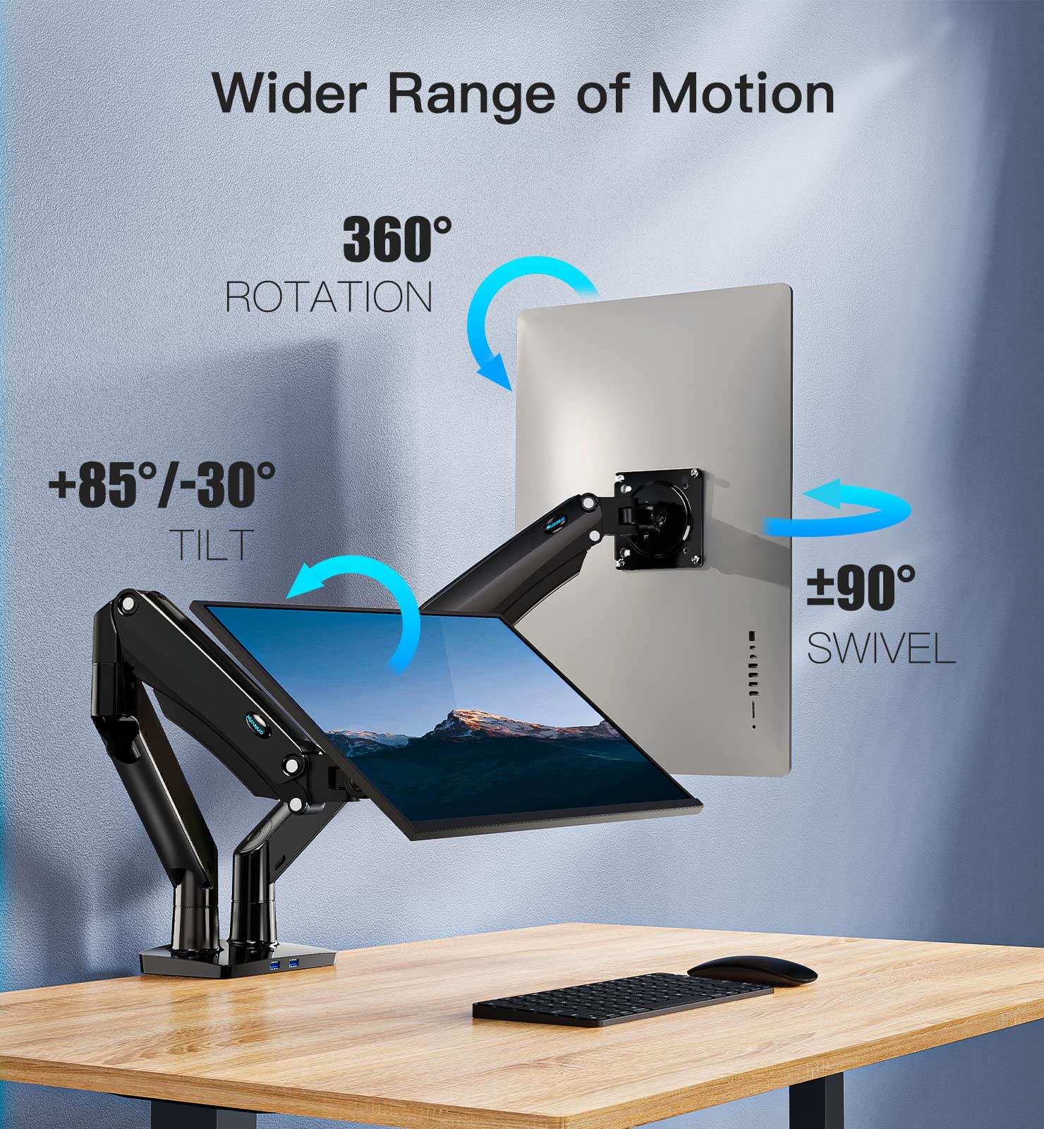 Buy HUANUO Dual Monitor Stand Mount for Two 1335” Screens with w/USB