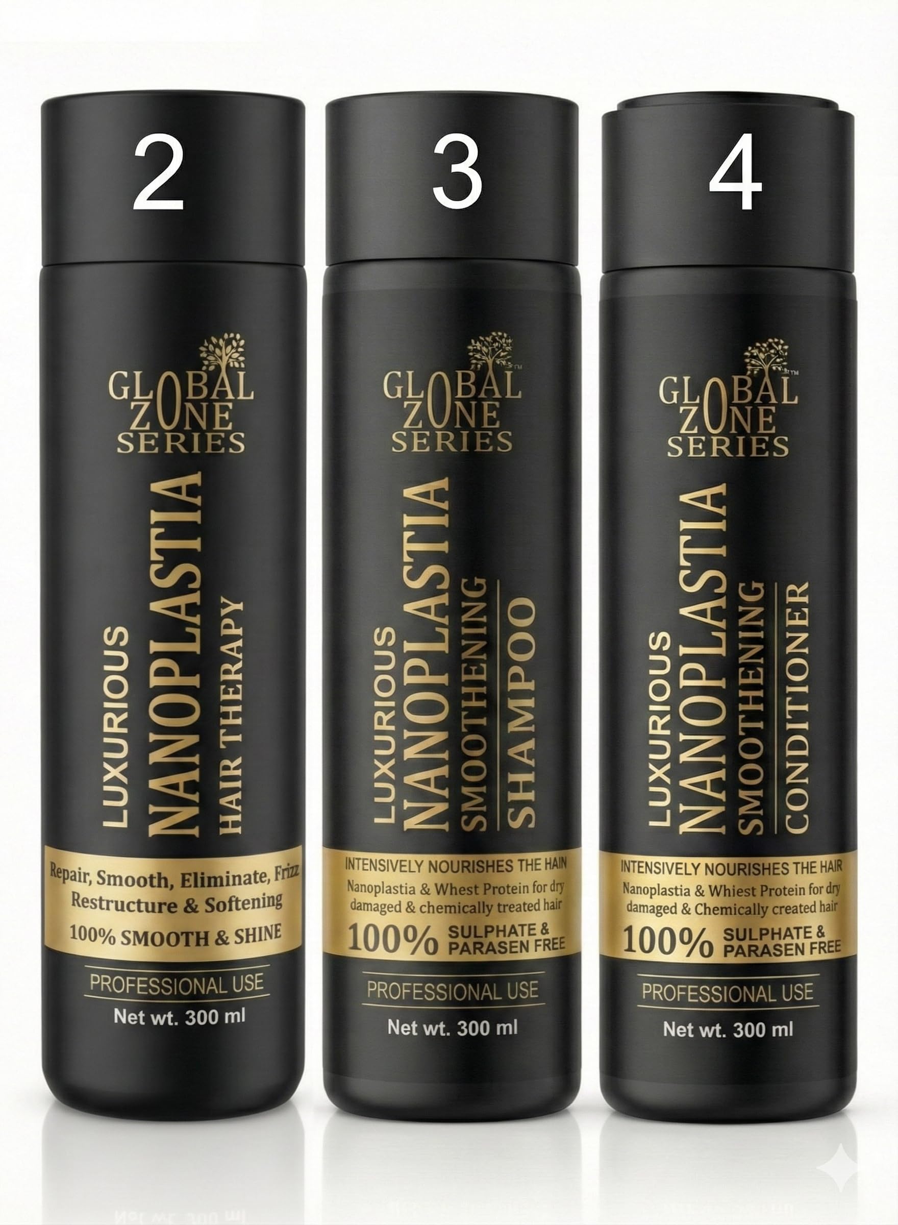 Luxurious Nanoplastia Hair Smoothening Treatment Kit, Hair Therapy Shampoo and Conditioner, Sulphate and Paraben Free, 300ml Each, 3 Piece Set-picture-53