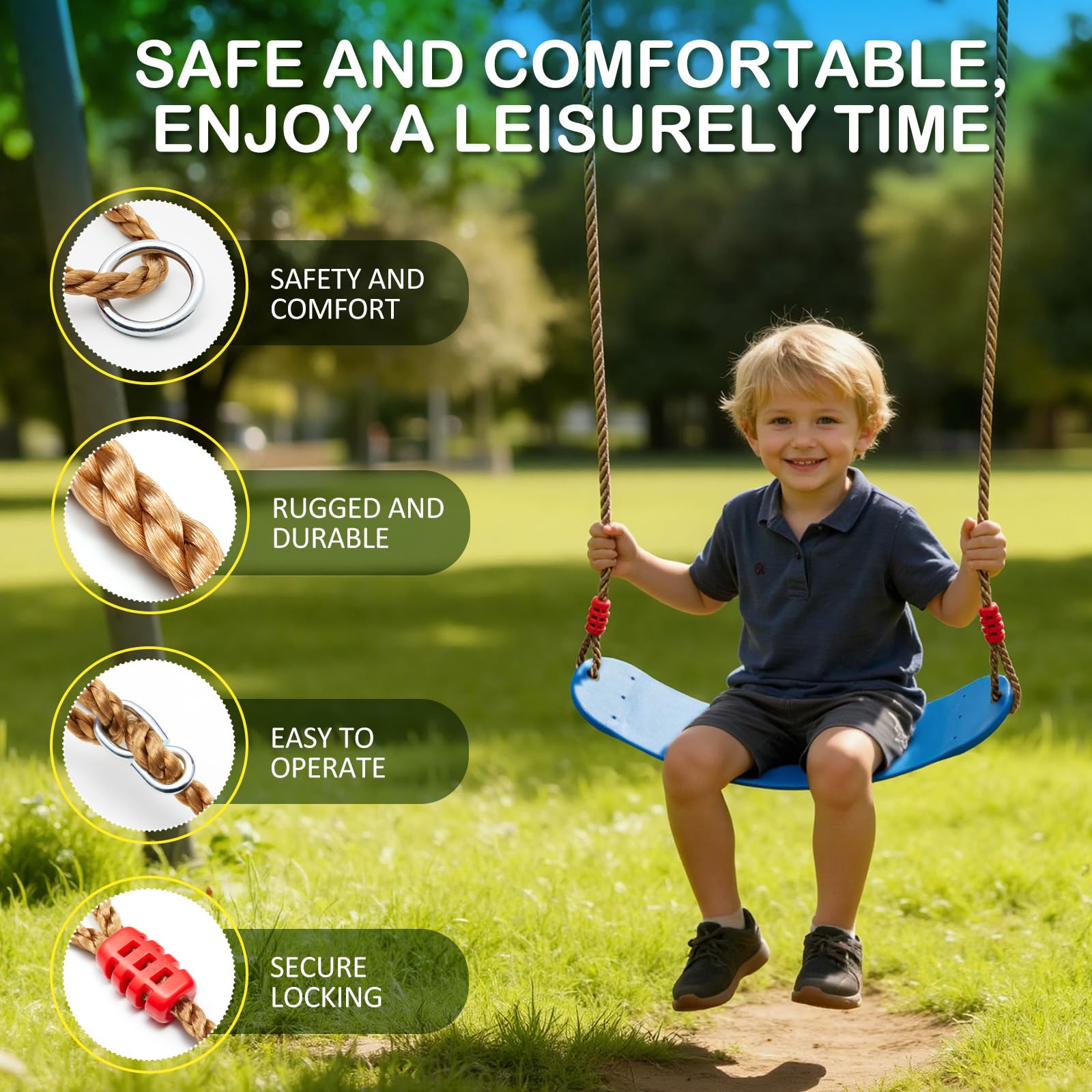 EXTSUD Sedile Flessibile per Altalena, Portata Massima 150KG in Materiale Eva, Dondolo Flessibile Pannello Morbido Altalena da Giardino Cortile Giocattolo per Bambini, 66x14cm Blu