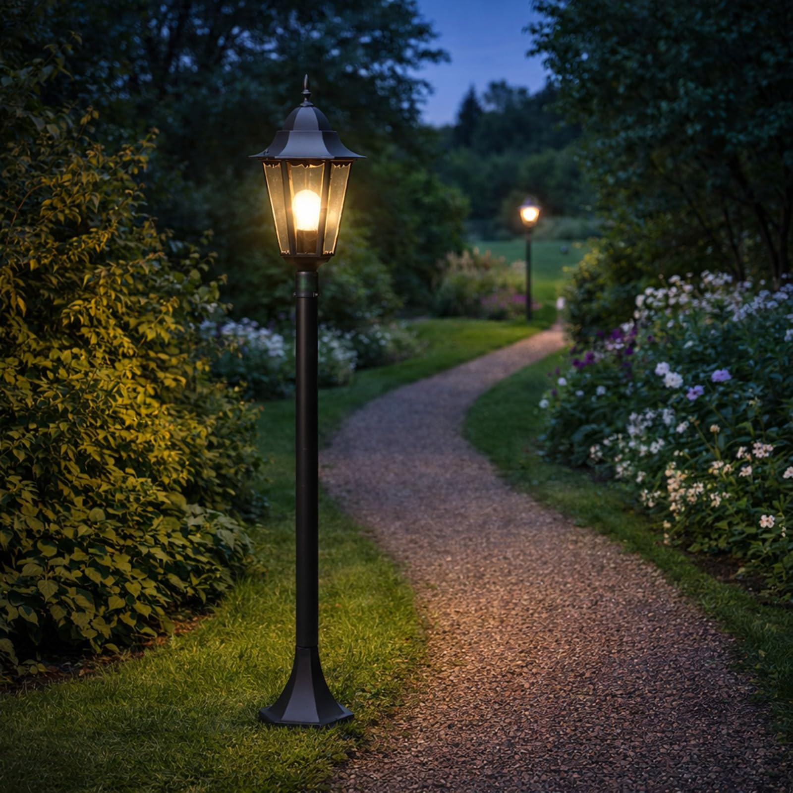 Wegeleuchten 4er Set Außenlaternen E27 IP44 Schwarz 125 cm Gartenlampen | BURI, Aluminium Druckguss, wetterfest, Gartenbeleuchtung, Wegbeleuchtung, rustikales Design, Terrasse, Außenlampe, langlebig