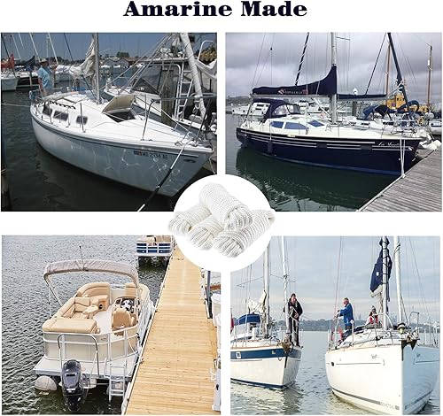 Miniatura 2 de Amarine Made Líneas de muelle, 4 líneas de muelle de barco de 12 pulgada x 25 pies, con ojales de 15 pulgadas, líneas de barco de doble trenzado de