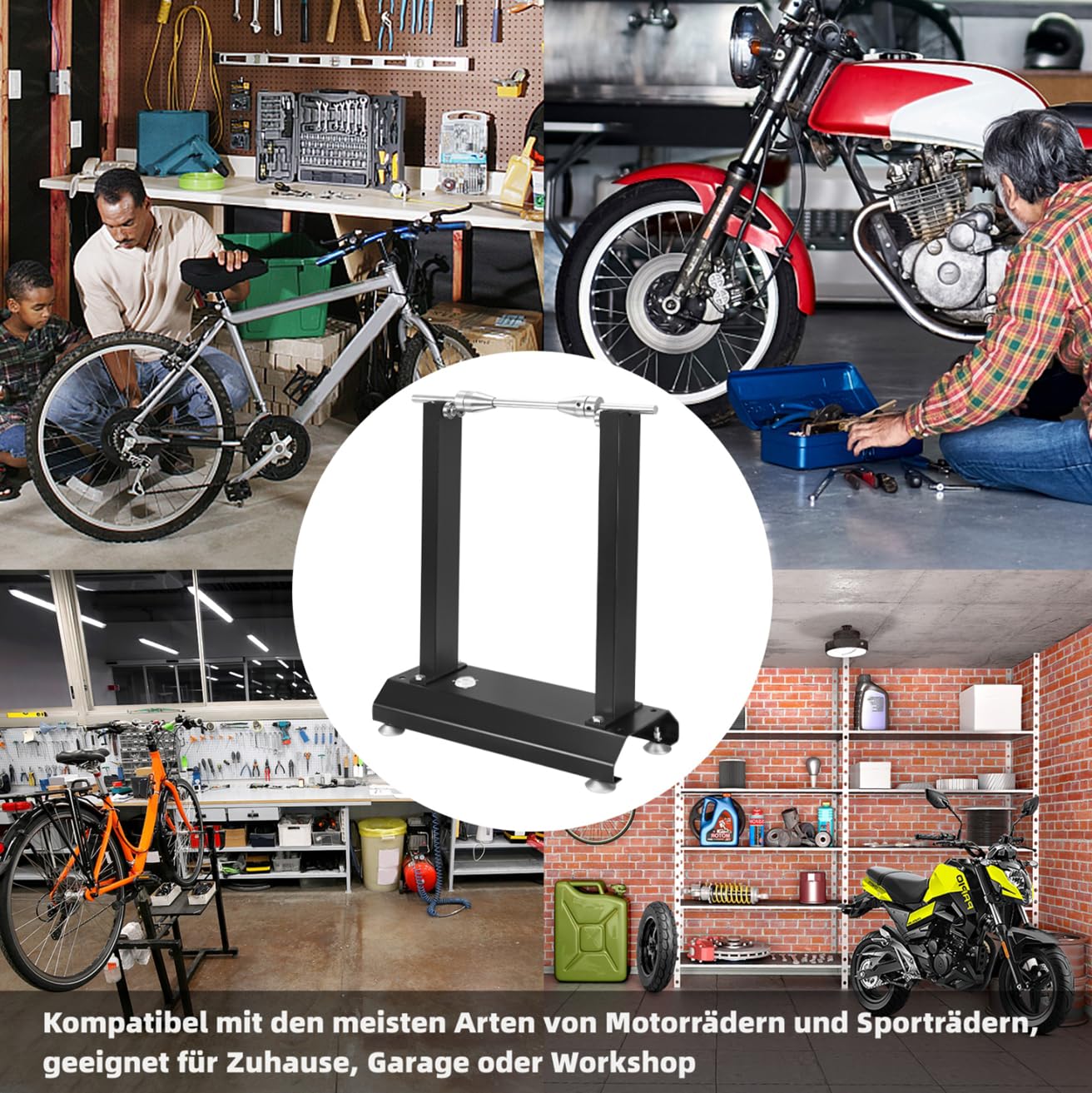LILIIN Equilibratore per pneumatici da moto, con coni e 4 gambe di supporto, 40 x 20 x 50 cm