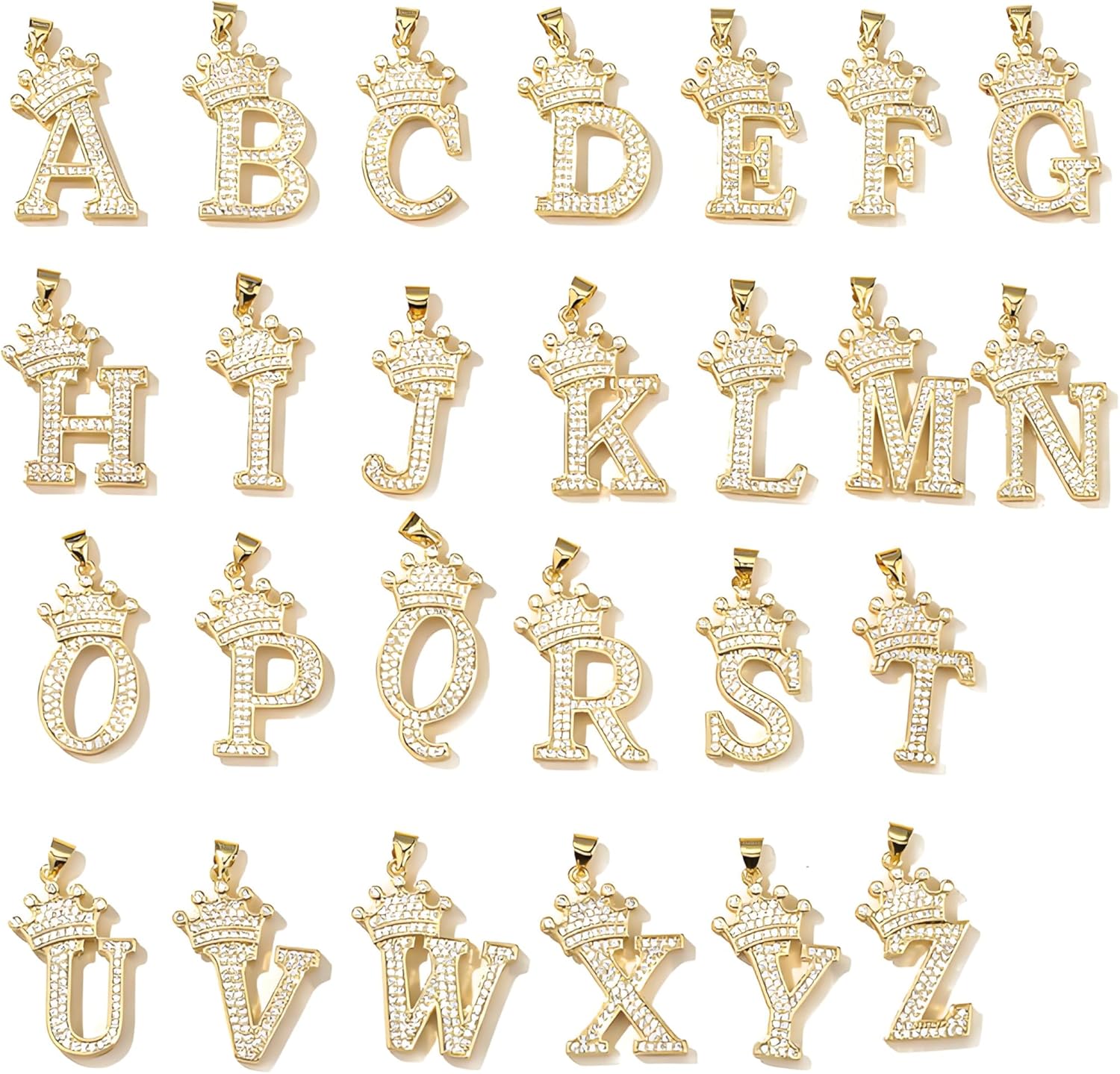 18K Gold Plated Pave Cubic Zirconia Bubble Crown Letter Initial Necklaces for Women | Chunky Initial Charm Pendant Name Necklace Personalized | Non Tarnish Gold Plated Jewelry Sterling silver - Image 5