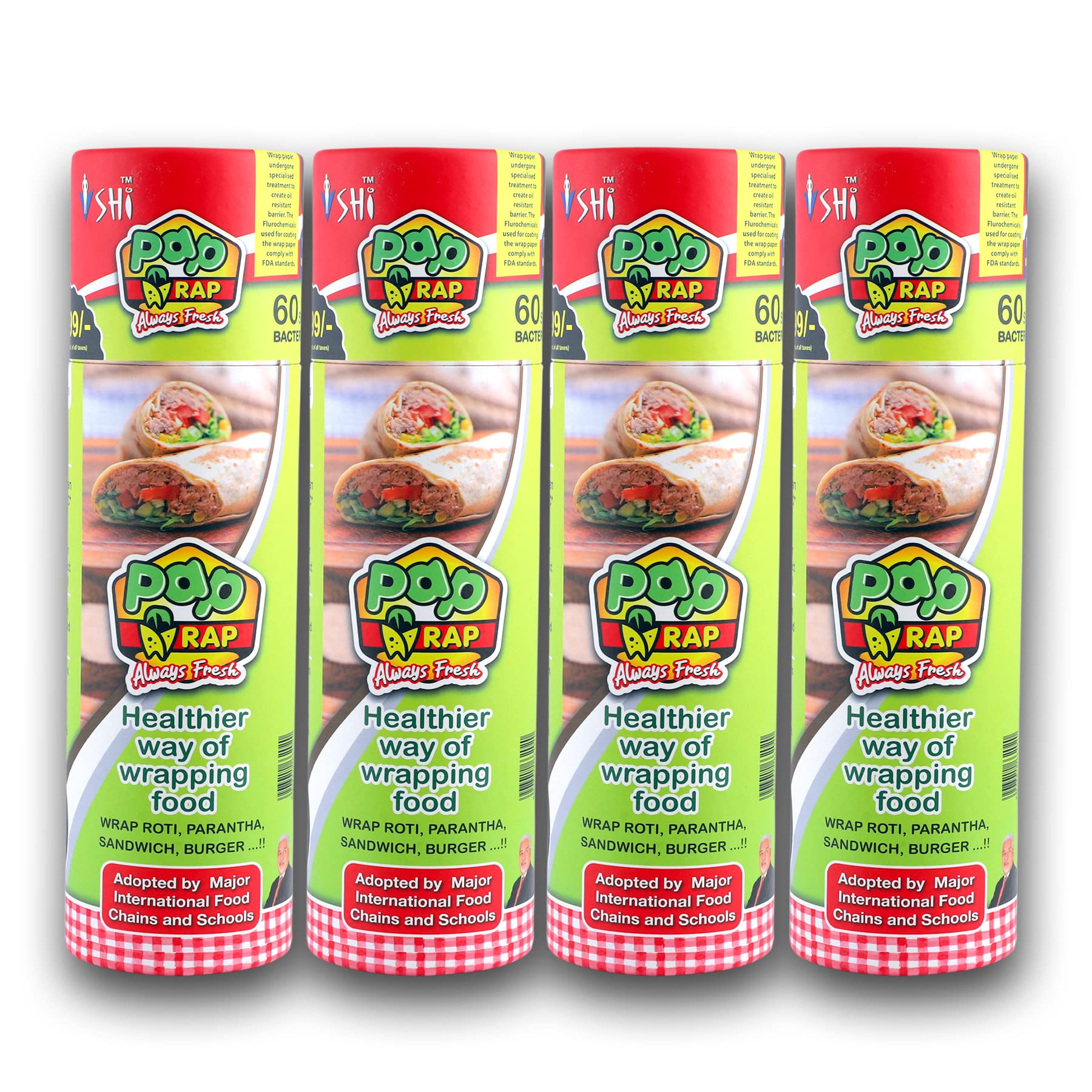 SHI Mediwear Pap Food Wrap Paper, Pack of 4 Pieces (4 Packs x 60 Sheets Each)