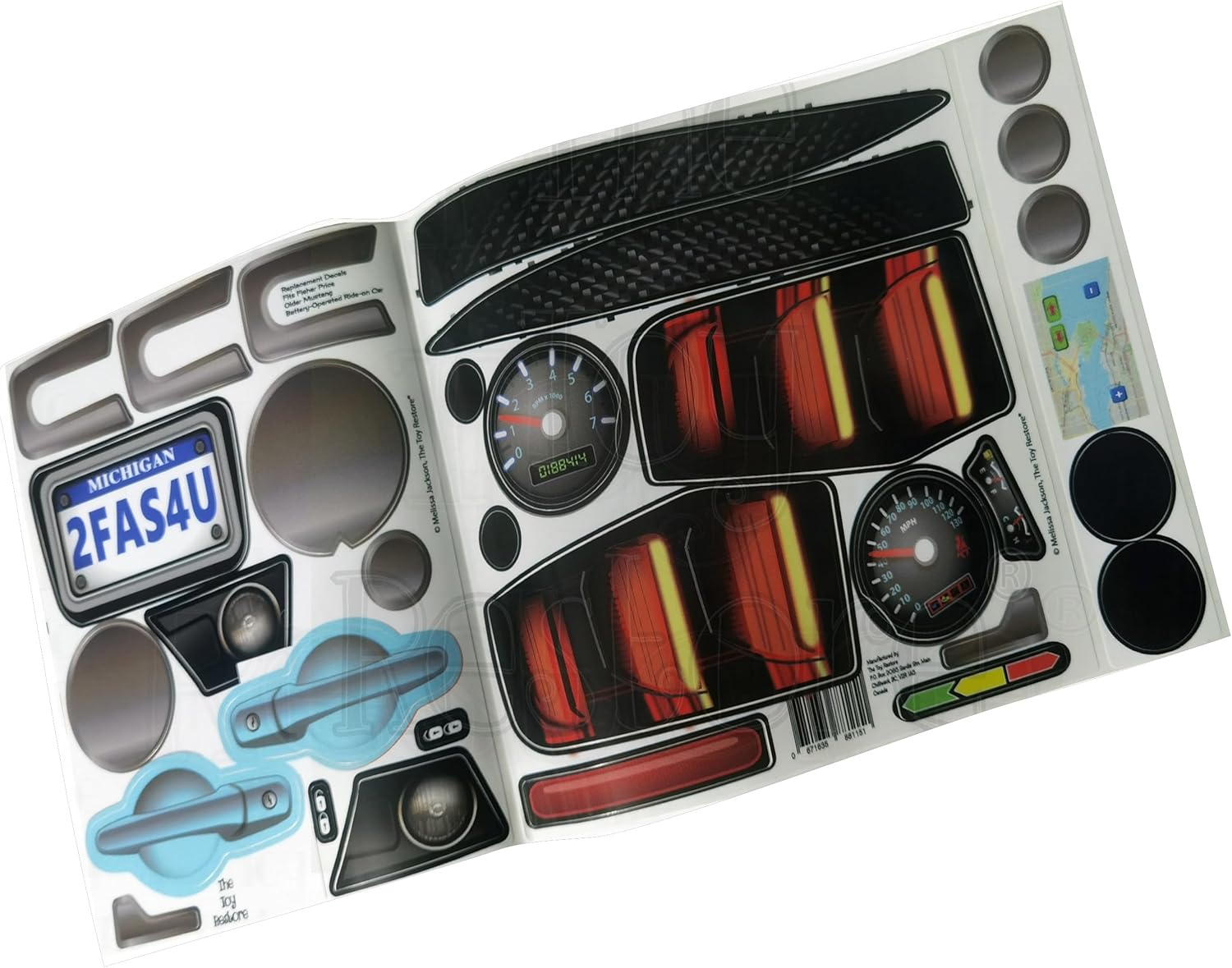 Toy Restore Replacement Stickers fits Power Wheels Ford Mustang Older Model (Blue Frozen)