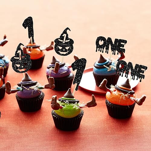 Miniatura 138 de Gyufise 24 piezas de decoración de magdalenas fantasmas – Purpurina blanca espeluznante Halloween Baby Shower Cupcake Picks para decoración