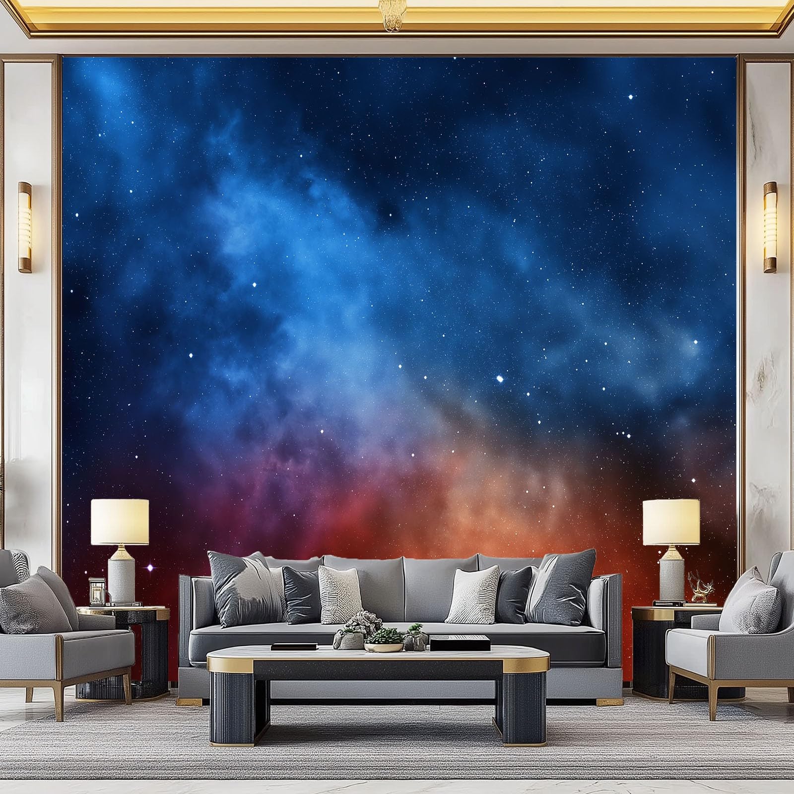 Fototapeta 3D, gwiaździste niebo, wszechświat, 350 x 256 cm, nowoczesny plakat ścienny, mural tapeta z włókniny, do salonu, sypialni, pokoju dziecięcego, dekoracja ścienna murale