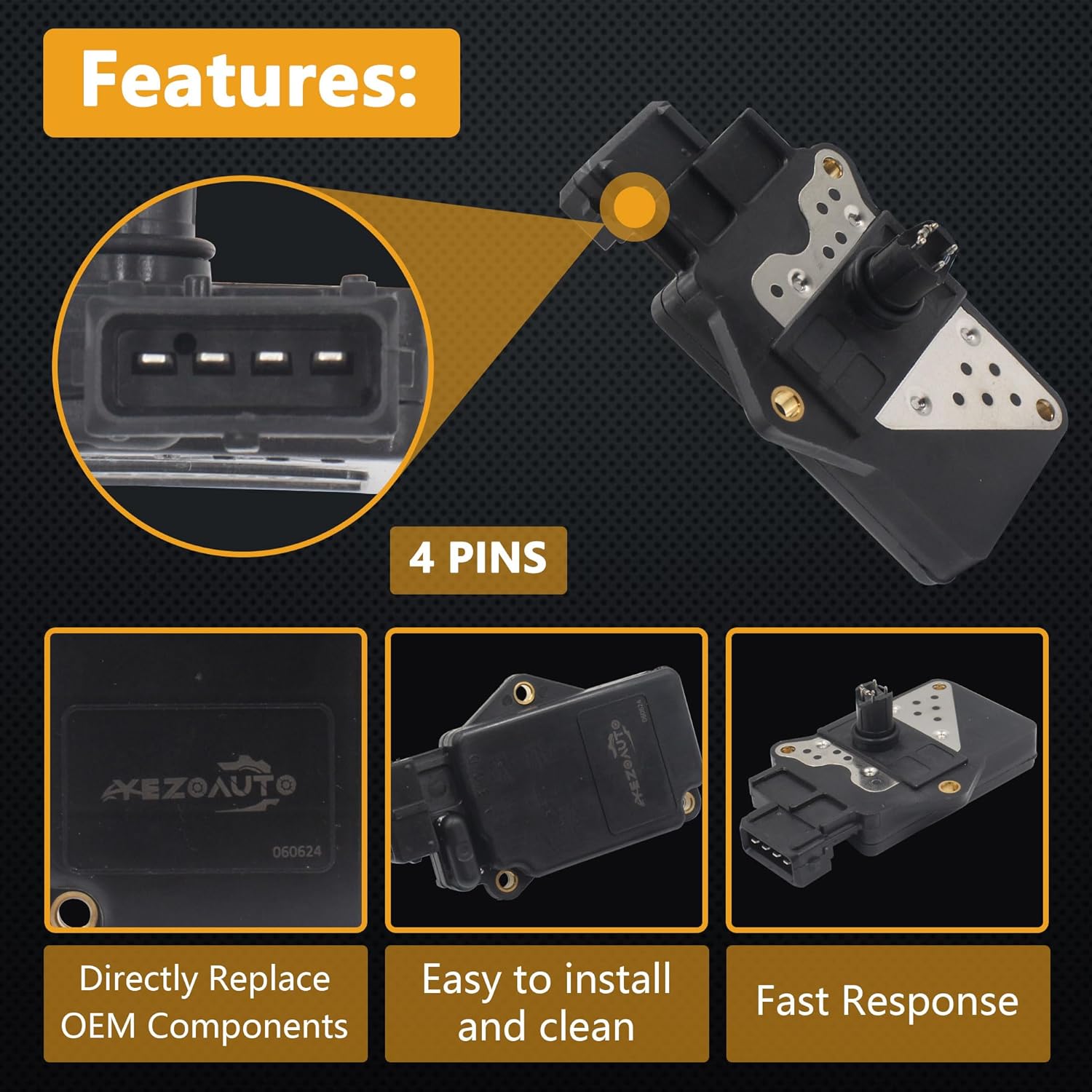 Mass Air Flow Sensor Maf Meter Compatible with Nissan D21 L4 2.4L 1986-1989; D21 V6 3.0L 1986-1989; Pathfinder L4 2.4L 1987; Pathfinder V6 3.0L 1987-1989 Replace OE AFH45M-14 16078-12G00
