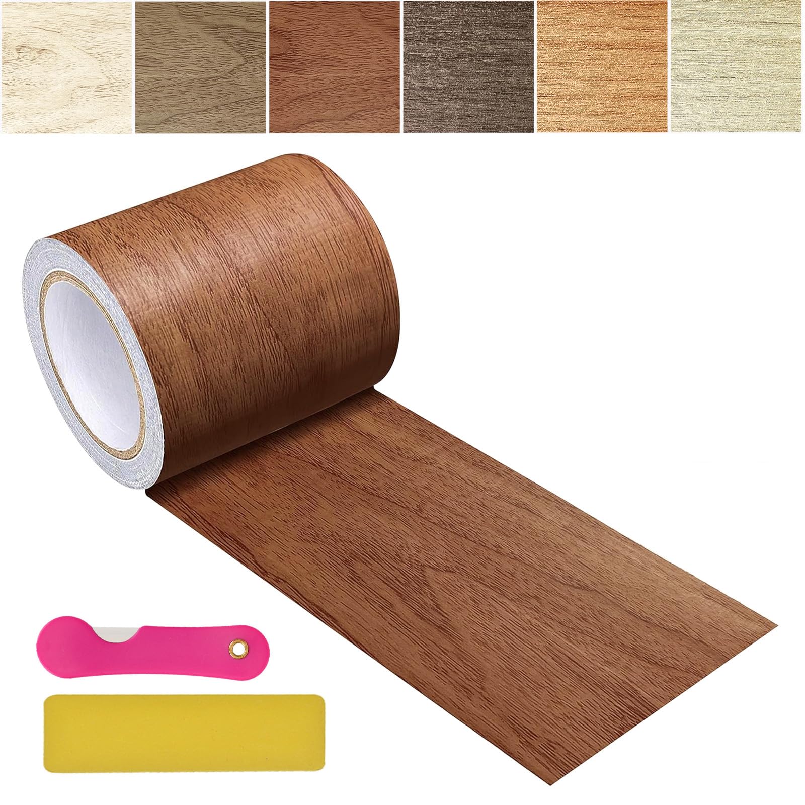 Wood Grain Repair Tape, 2.4inch X 32ft Self Adhesive Wood Colored Tape for Tables, Chairs, Baseboards, Doors, Windows, Floors, Handicraft DIY.