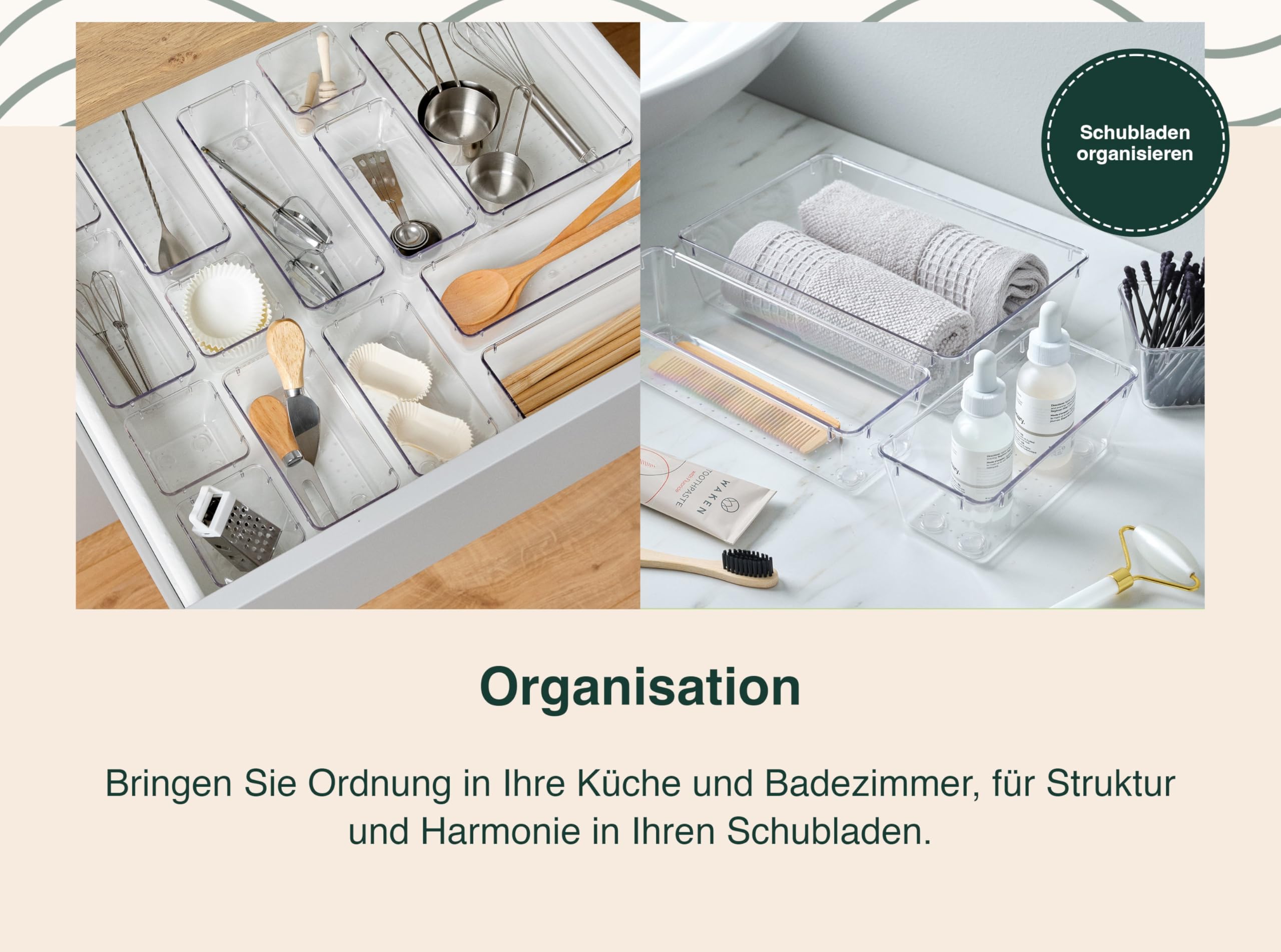 uandu Organizer per cassetti, set da 50 pezzi, organizer da scrivania, organizer da cucina, organizer per cassetti, organizer da toeletta, organizer per trucchi, organizer per cassetti, organizer da