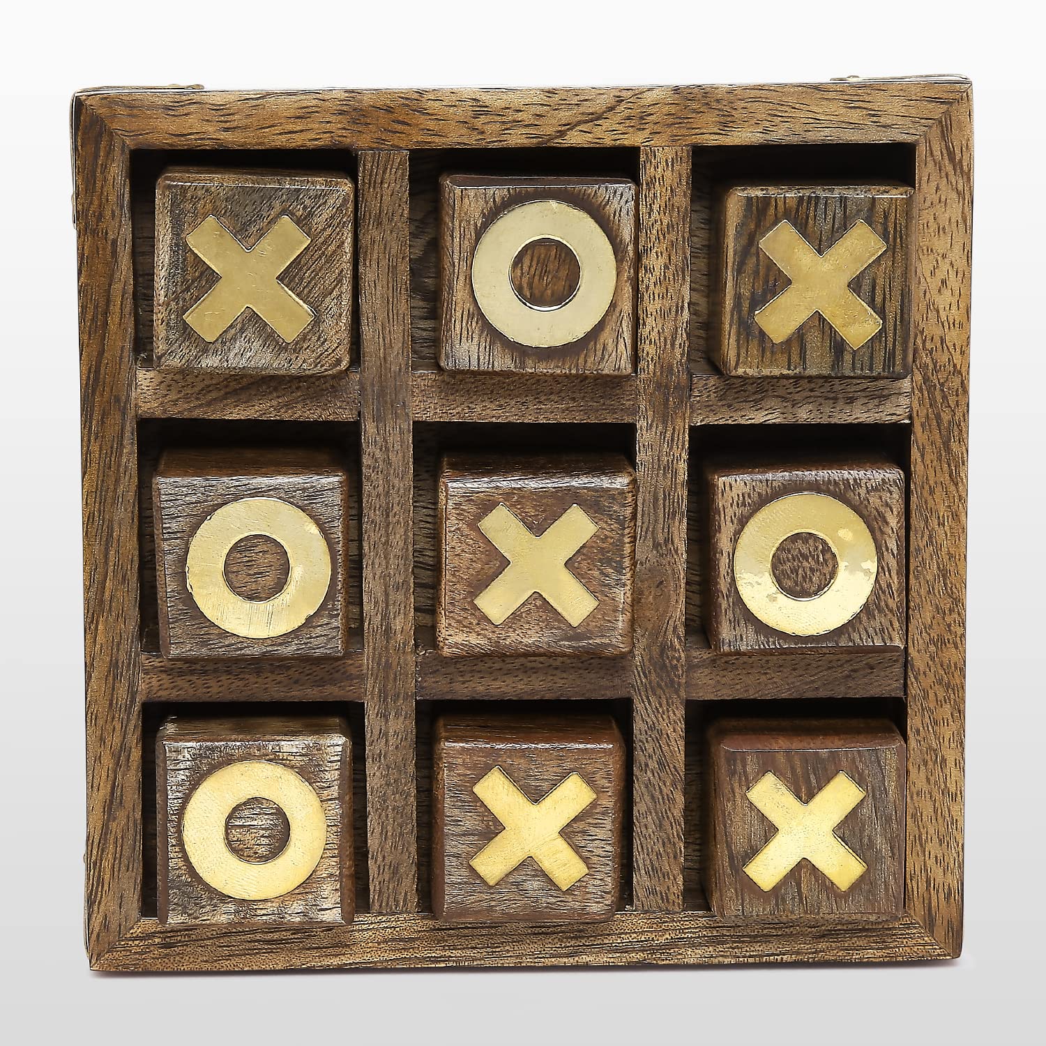 The Bombay Store - Wooden Antique Finish Tic Tac Toe