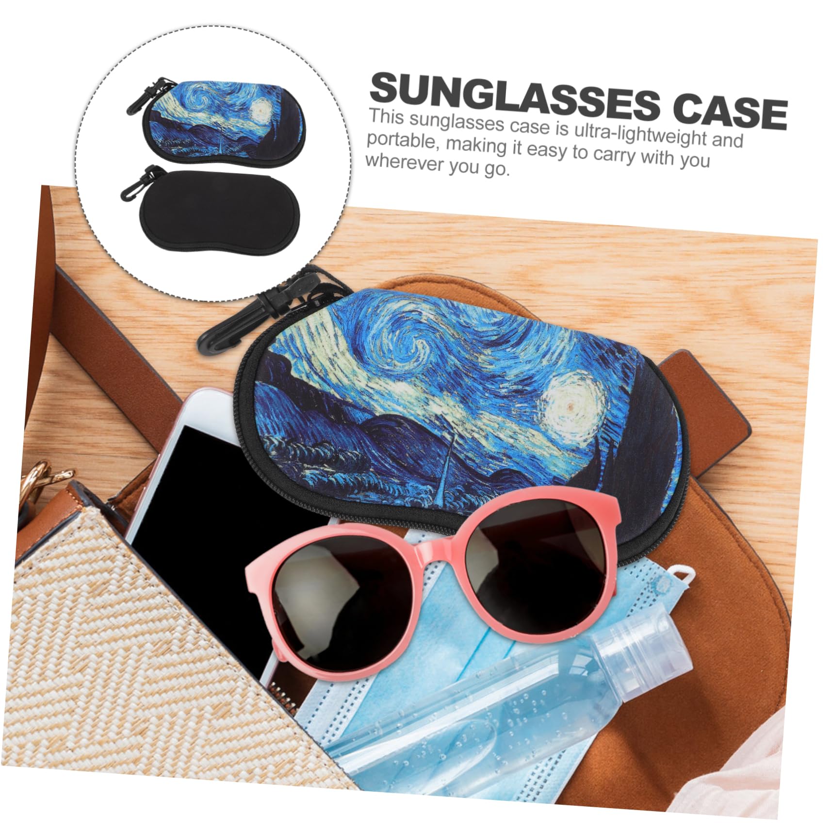 Beavorty Estuche Portátil Con Cremallera Para Gafas Organizador Polarizado Estuche De Viaje Para Gafas De Sol Estuche Rígido De Neopreno Para Mujeres Adultas