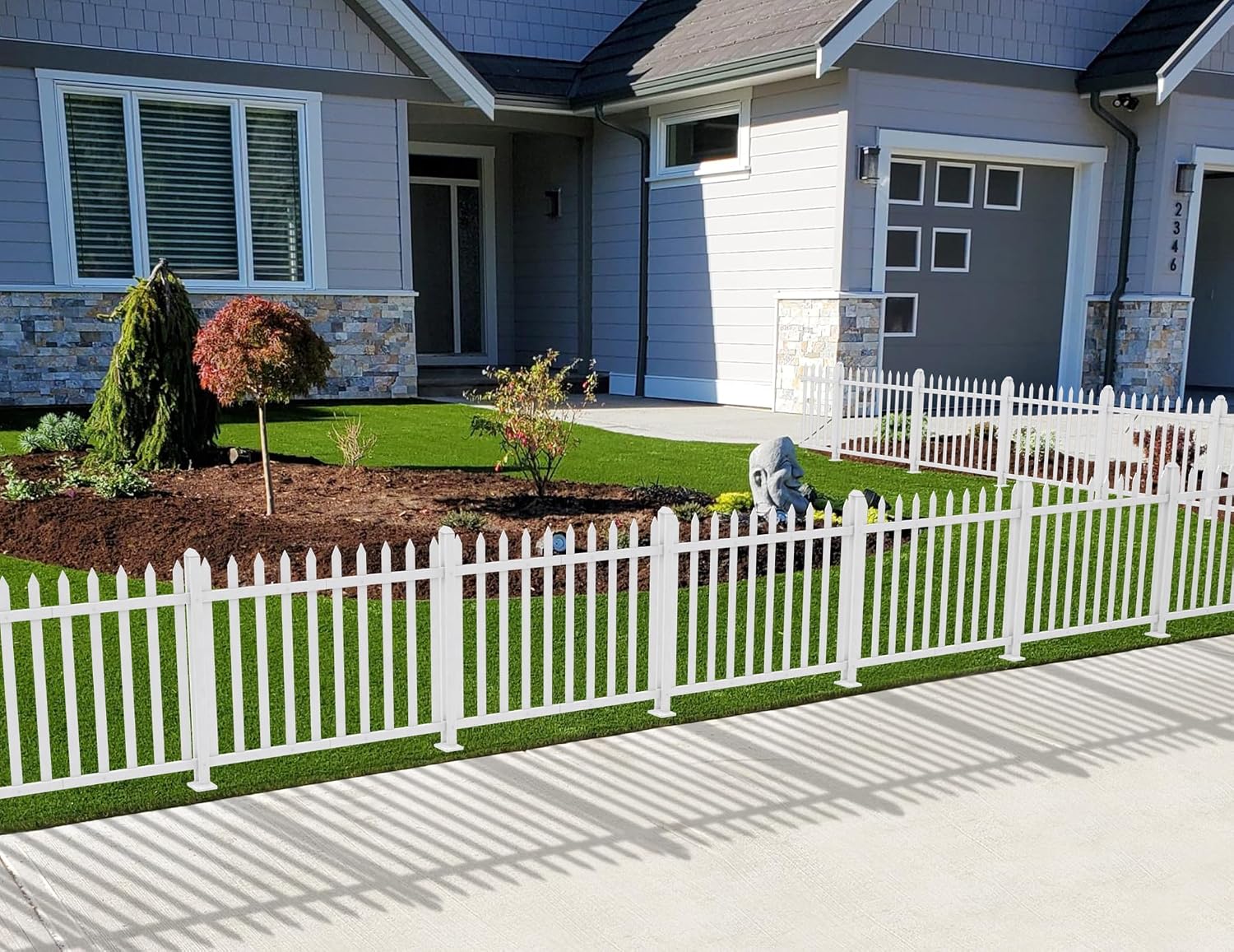 Coarbor 2 Sets 84"x32.6" Vinyl Picket Fence Panels White Straight PVC Garden Decorative Fence for Yard Border Vinyl Outdoor Fence Pet Barrier Temporary Small Dog Fence (34x2 Pickets)