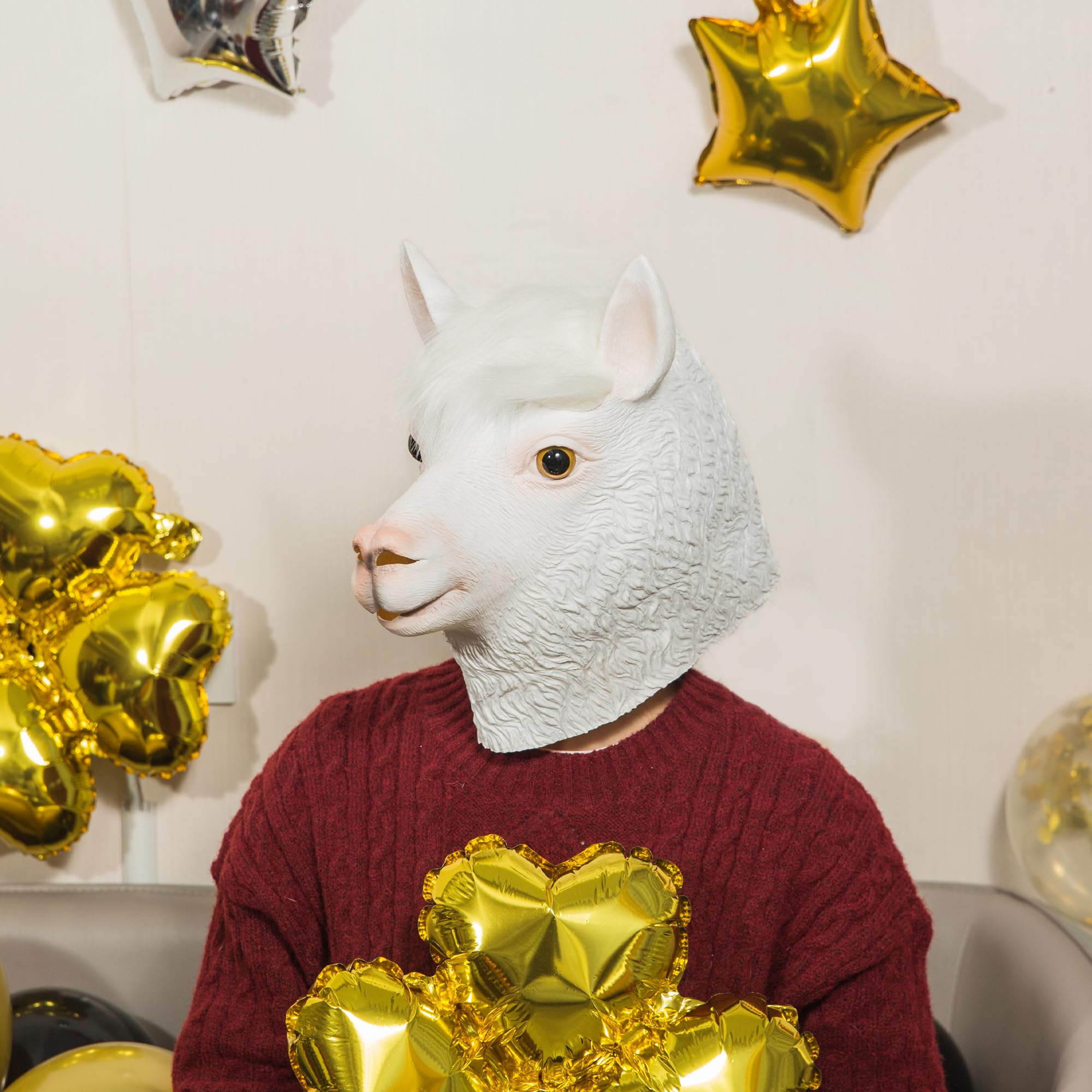 CreepyParty Festa in Costume di Halloween Maschera in Lattice a Testa di Animale Alpaca Maschera di Carnevale