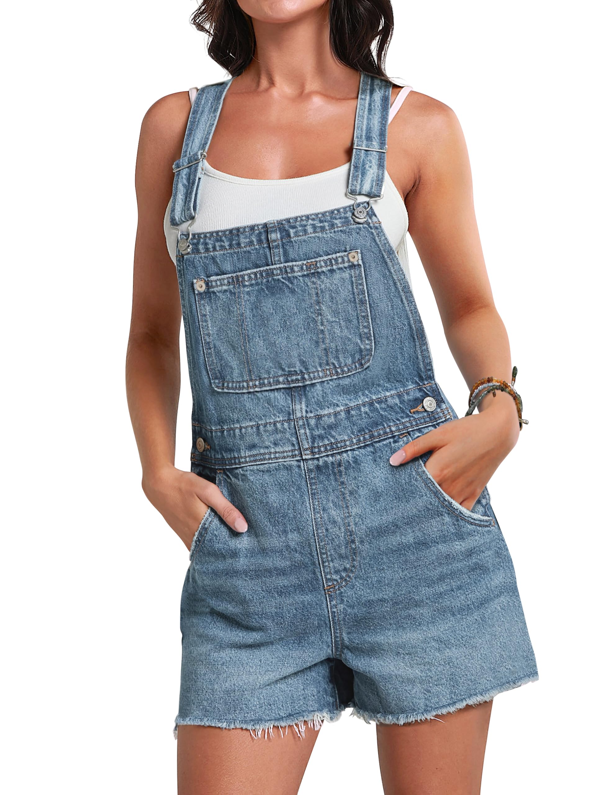 Fengbay Latzhose Damen Kurz Jeans Overall Shorts mit Verstellbare Trägern