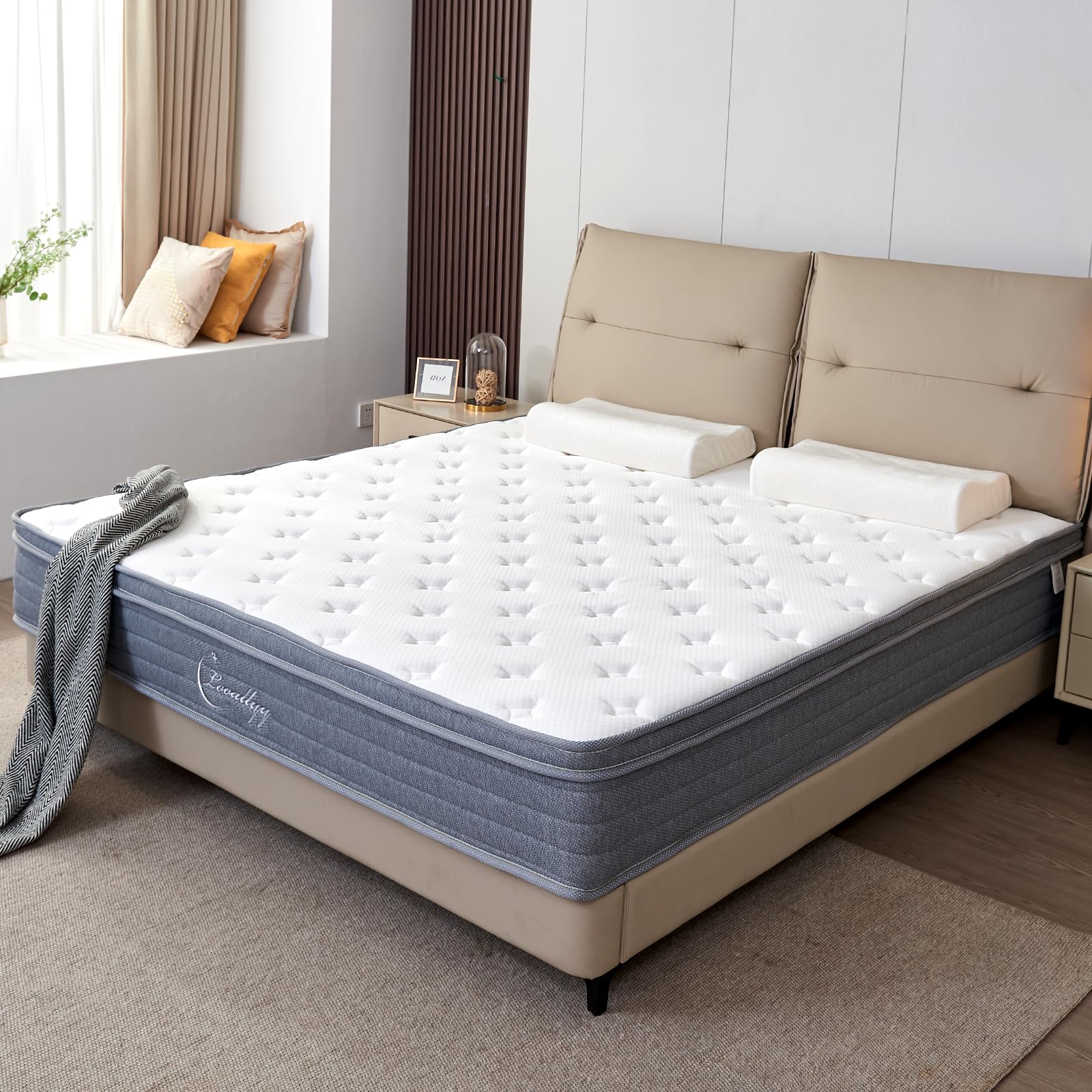 Queen Mattress 12 Inch, Hybrid Memory Foam Box Mattress