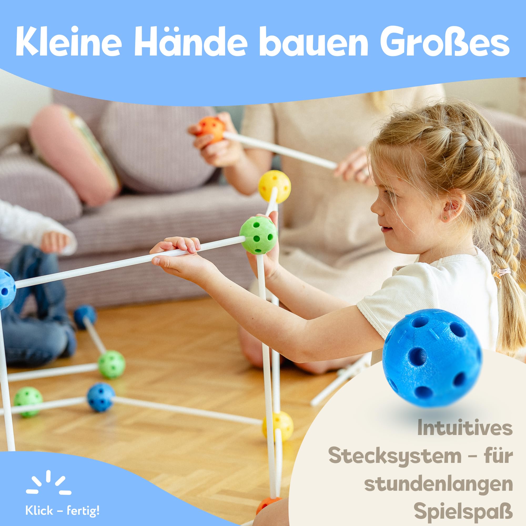 Konstruktionsspielzeug DIY Höhle Bauen Kinder Set BAU Spielzeug Höhlenbauset Creative Fort Decke Bude Steckbaukasten Steckspiel Outdoor Indoor Garten