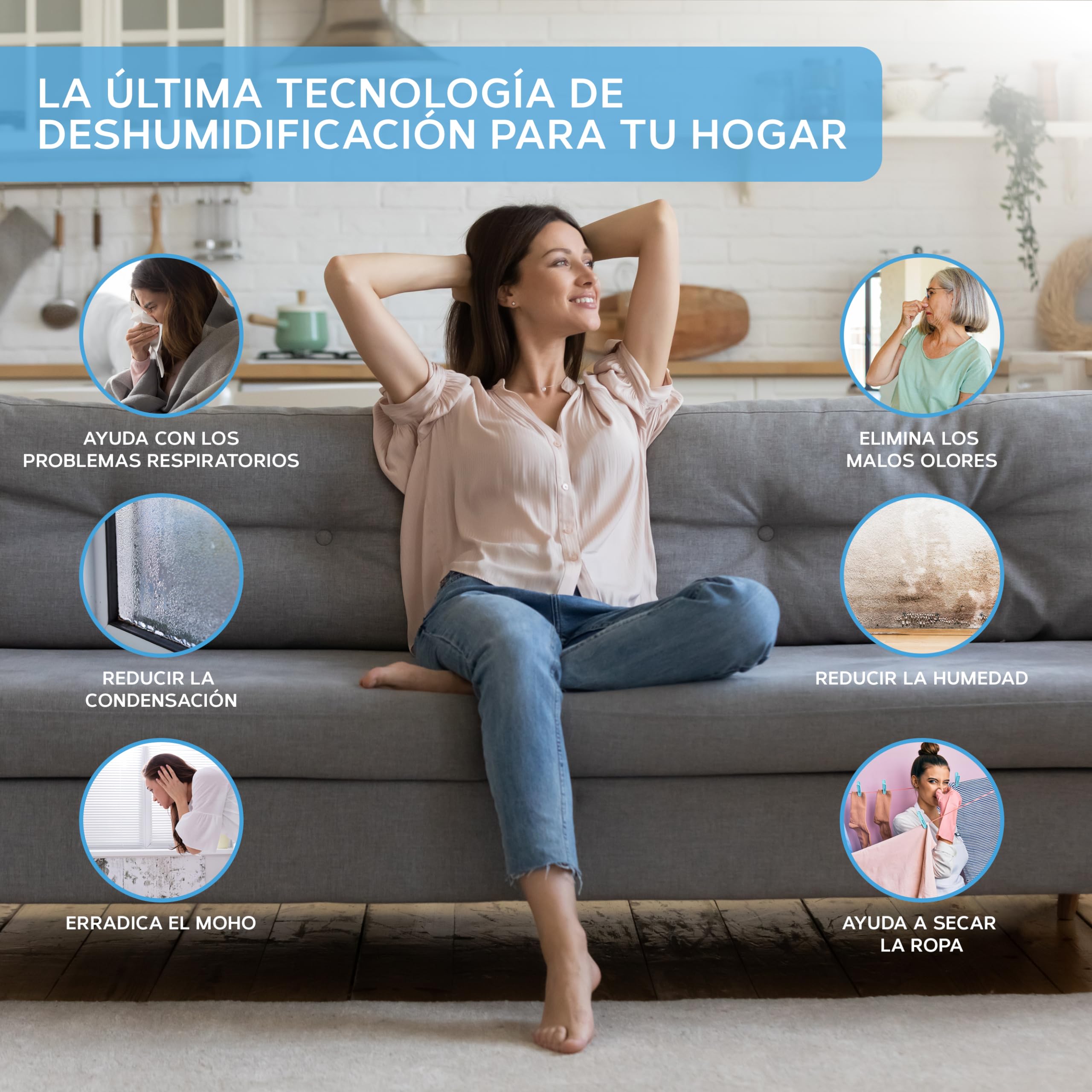 Deshumidificador Digital 12L/Día - Aplicación WIFI - Depósito de Agua de 3,2L - Filtro HEPA - Secado de Ropa - Quita el Moho, la Humedad y la Condensación, Silencioso y Portátil