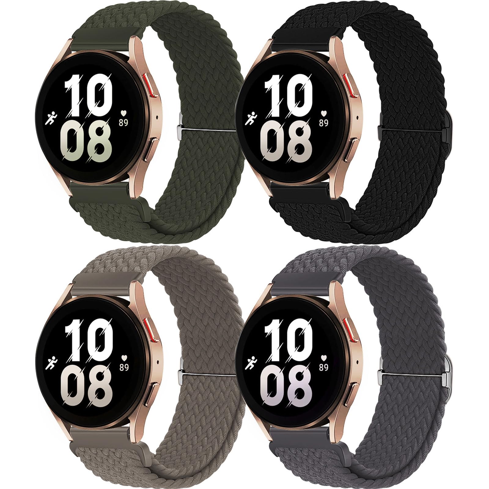 chinbersky 20mm Nylon Geflochtenes Armband Kompatibel mit Samsung Galaxy Watch 4/5/6/7/FE 40mm 44mm Armband/Watch5 Pro/Watch 4&6 Classic/Active 2 40mm 44mm/Watch3 41mm/Gear Sport/Gear S2 Classic