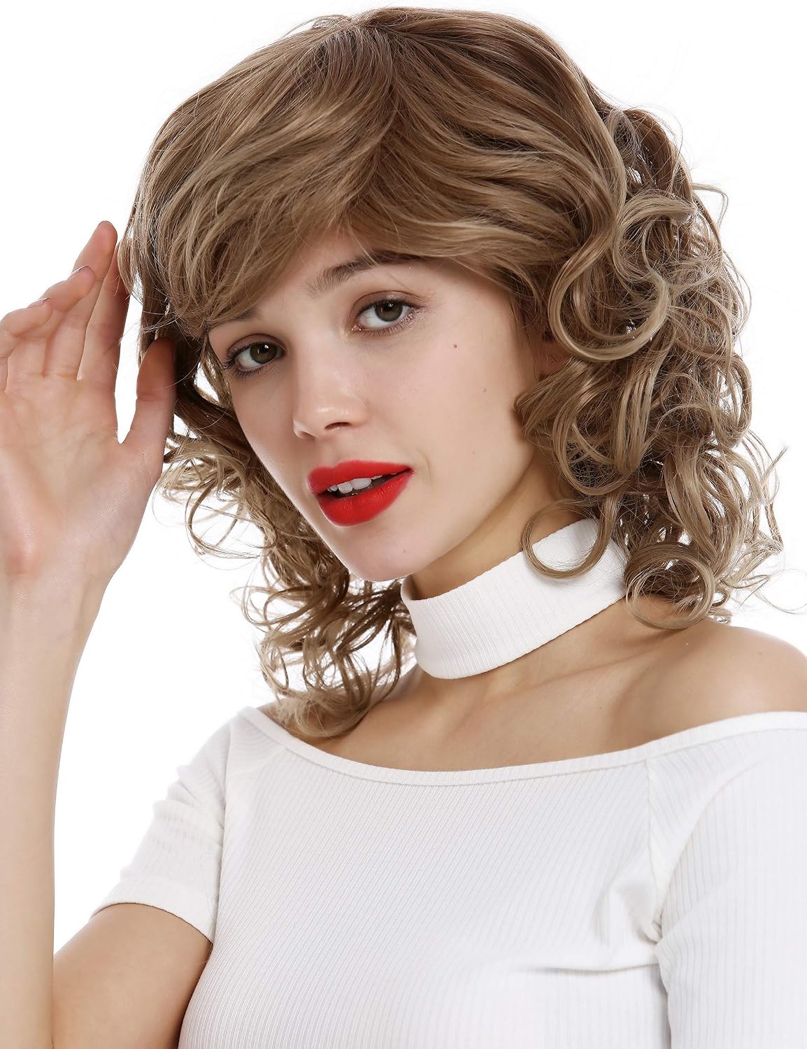 WIG ME UP - ETW-7155AHT-12T16 Lady wig shoulder-length medium long curled curls parting streaked mix of middle brown hues - Image 3