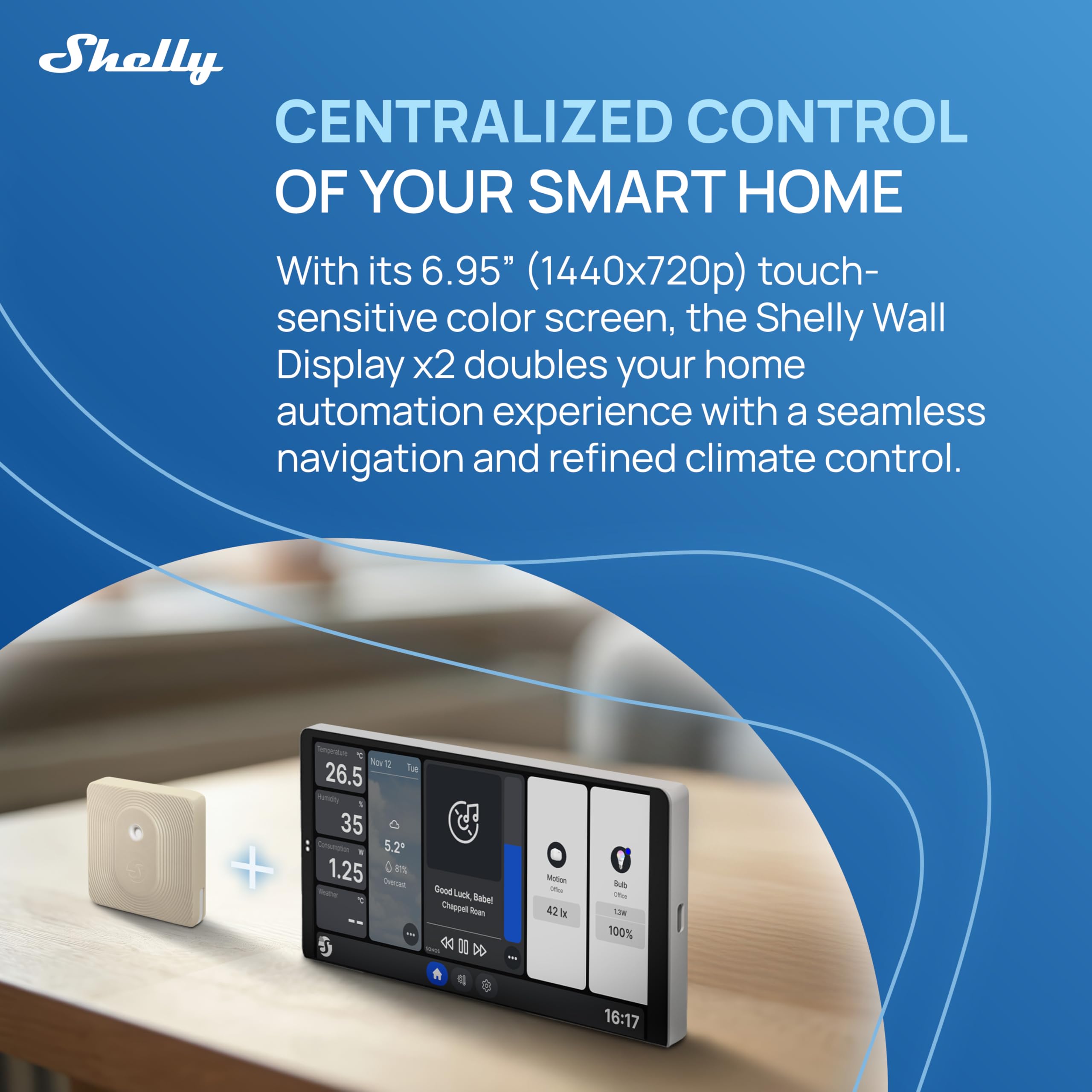 Image secondaire de Shelly Wall Display x2 Argent et BLU H&T Ivoire - Panneau commande Domotique Wi-Fi avec thermomètre, hygromètre, Écran tactile 6