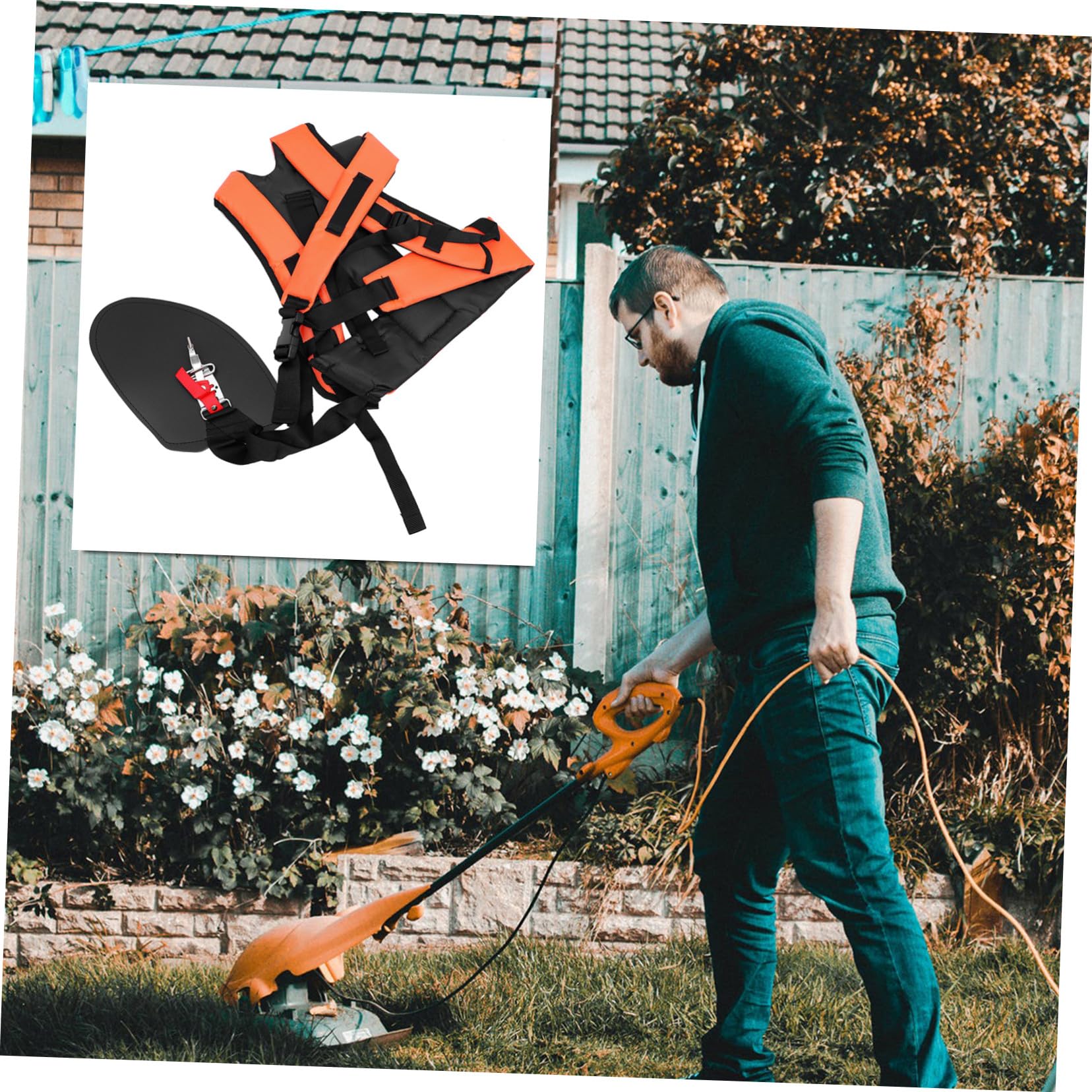 Lurrose 2 Piezas Correa de Hombro Acolchada para Desbrozadora Profesional para Cortacésped Cinturón Ergonómico para Jardín y Césped Kit de Resistente y Cómodo