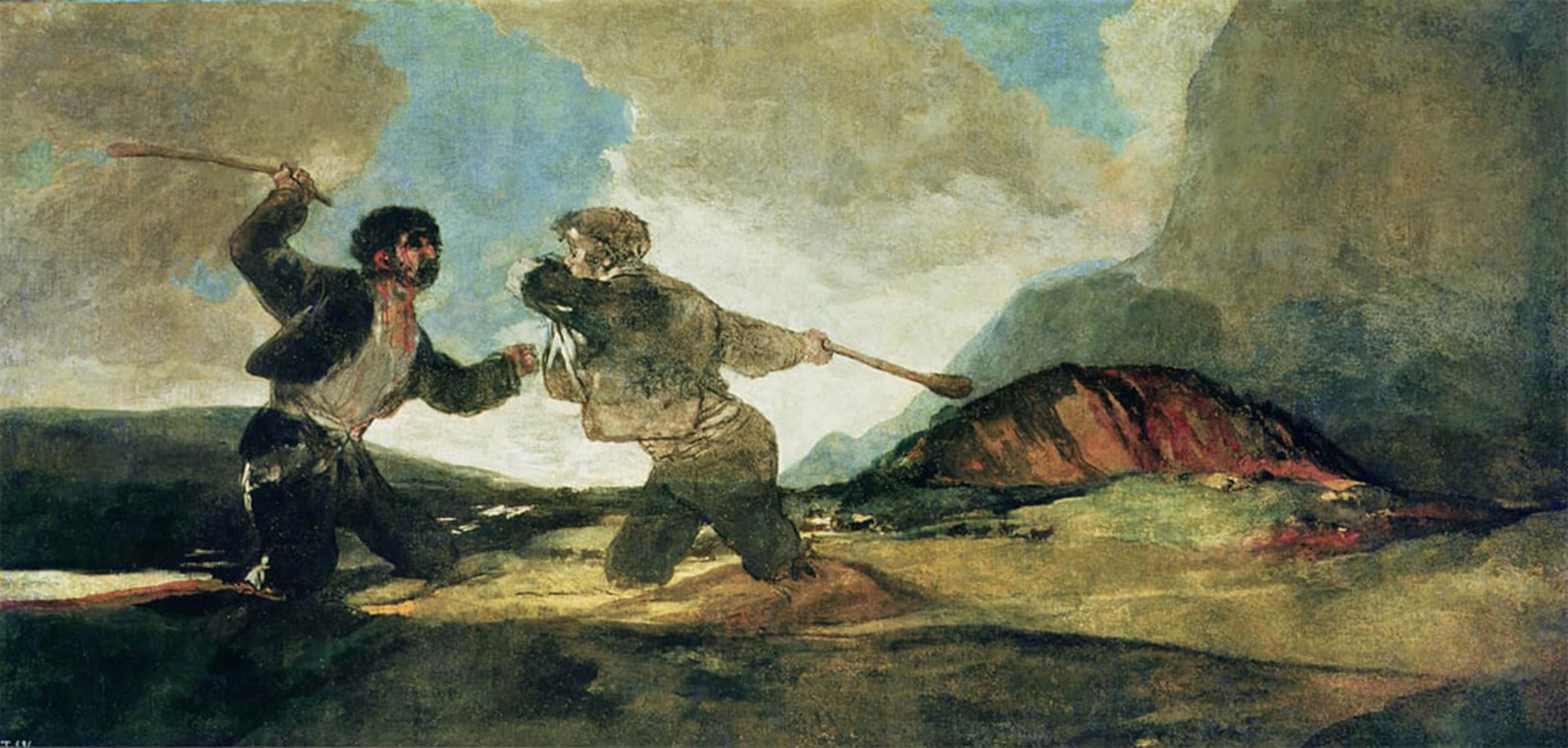 Artxlxxbn No Frame Famous Art Print Poster Vintage Wall Art Duel With Clubs By Francisco De Goya Canvas Art Poster For Home Decor 60X90cm