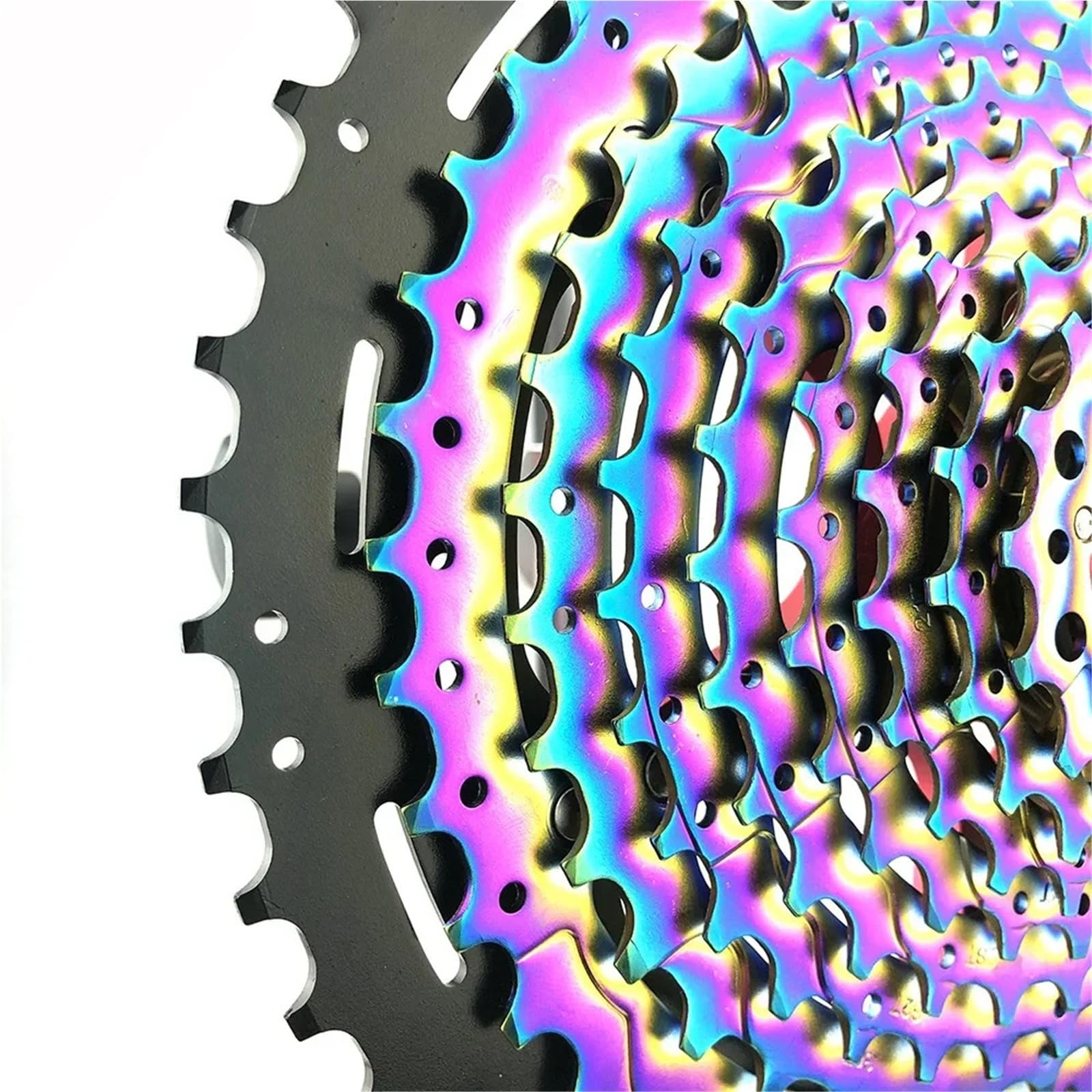Compatible con Cassette MTB de 12 velocidades 11-50T Piñón de Volante de Bicicleta de montaña Duradero Ultraligero de Acero Completo arcoíris,Piezas