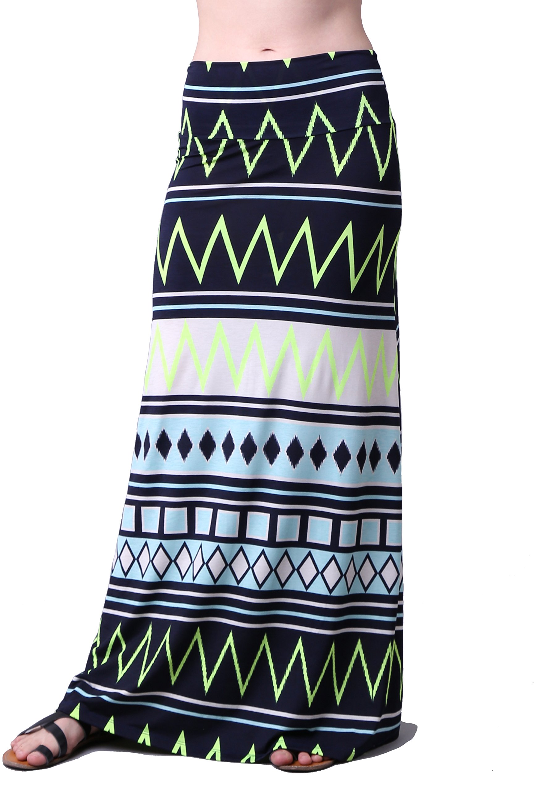 Boutique Republic Womens TICOLORED Two Tone Damask Printed Maxi Skirt