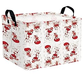 ASKETAM Halloween Basket Gift Terror Ghost Parties Decor Kid Trick or Treat Basket for Boys and Girls Rectangular Storage Bin Box (Blood Fingerprint)