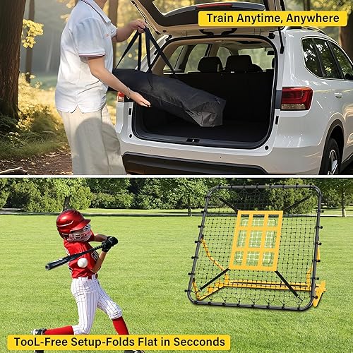 Miniatura 5 de Utheer Red de rebote de béisbol de 4 x 4.5 pies con zona de ataque y objetivo de 9 rejillas para béisbol, softbol, fútbol, voleibol, lacrosse, 3