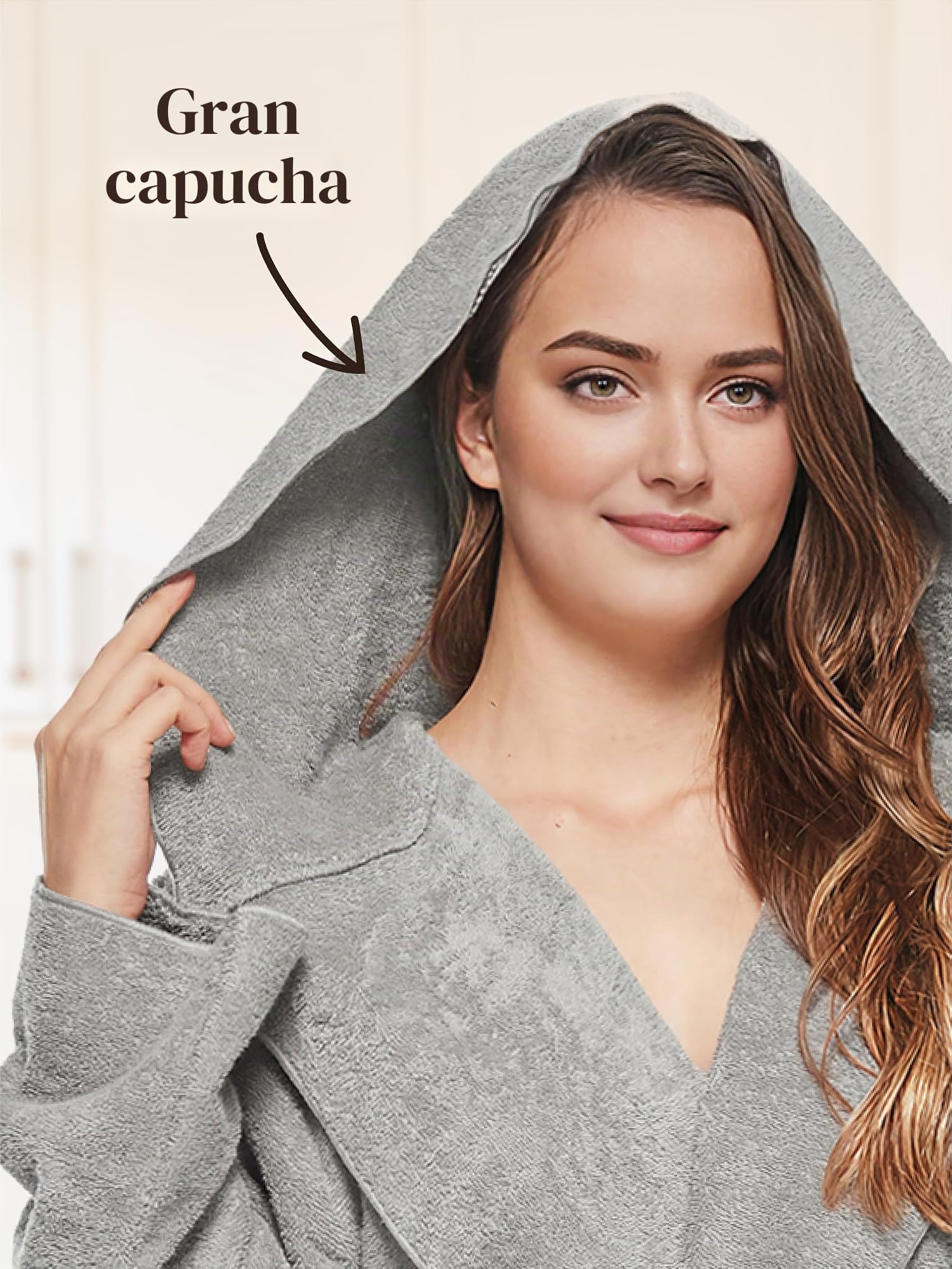 albornoz de mujer extra largo con capucha bata de baño de casa de ducha de rizo algodón 100%