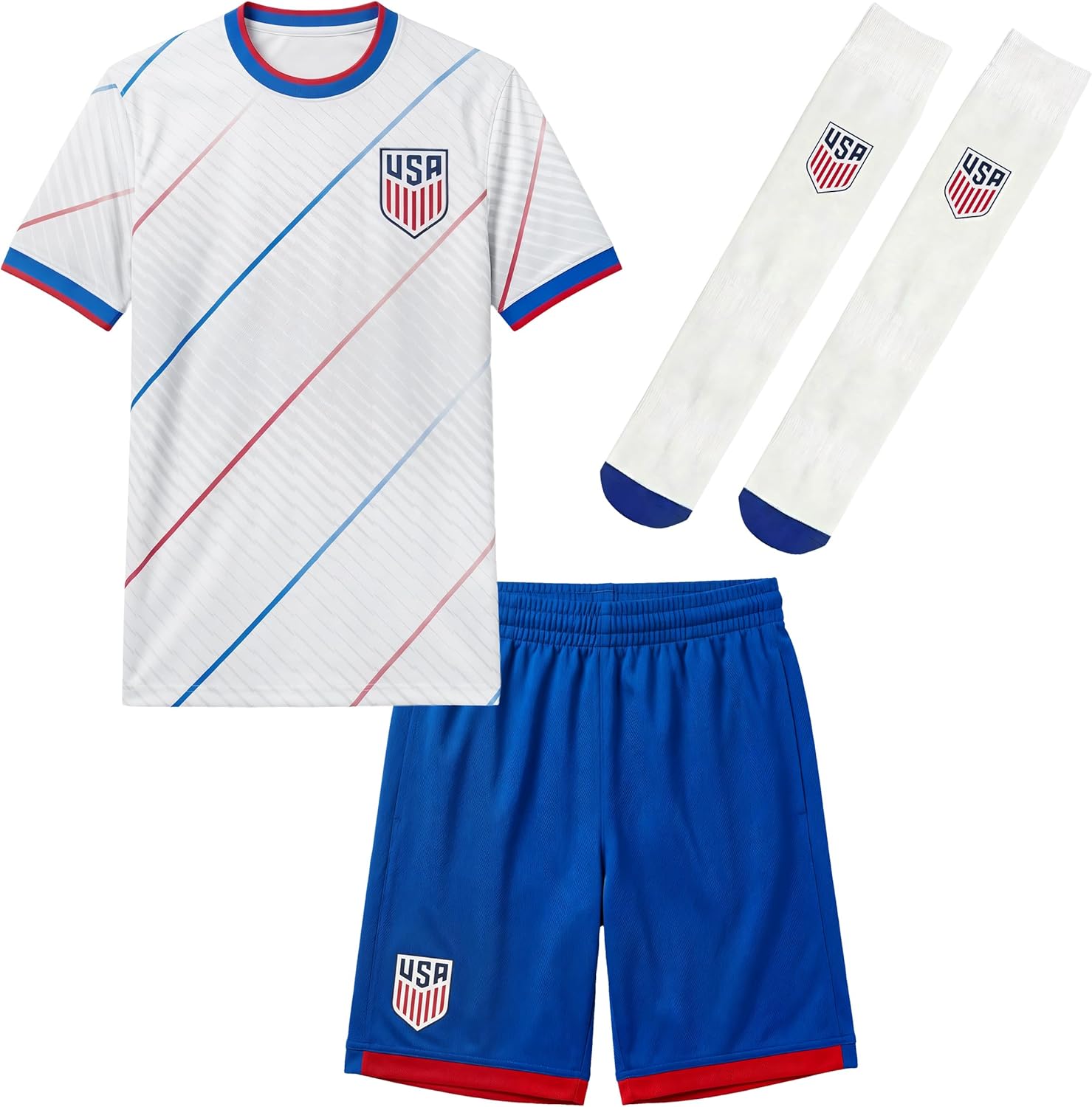 Icon Sports US Soccer Federation Ultimate Fan Pack: Soccer Ball, Scarf, Shirts & Jacket 5-Piece Value Set - Unisex Kids