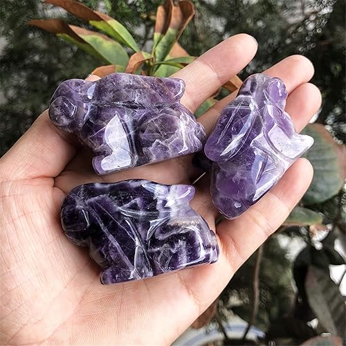 Miniatura 3 de favoramulet Estatua de conejo sentado de amatista natural de 2 pulgadas, escultura de figura de animal tallada a mano, decoración del hogar, cristal