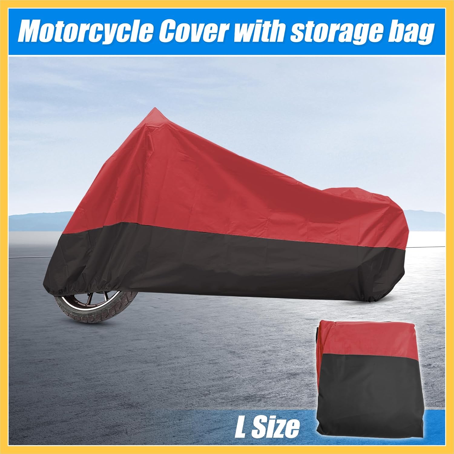 Motorcycle Cover Motorbike Full Cover Outdoor Rain Dust Protector 190T L Red Black for Touring Cruiser Scooters Universal Auto Replacement Parts