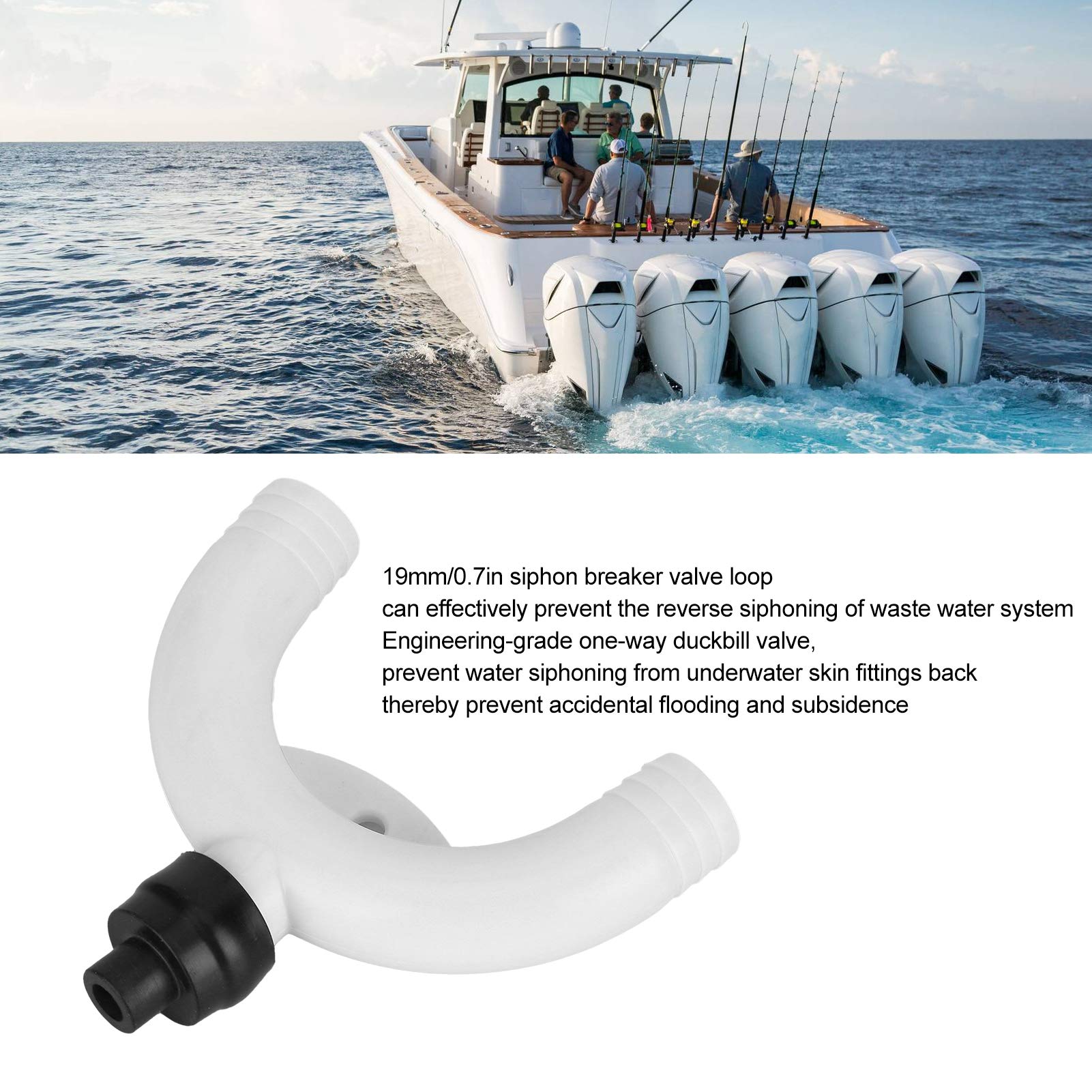 Anello anti-sifone, anelli di sadatto per Fiato per imbarcazione Valvola anti-sifone marina 19 mm Accessorio marino a prova di ultravioletti Ventilazione marina