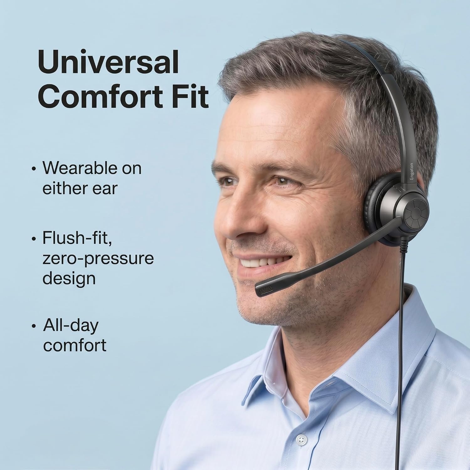 X1 RJ9 Telephone Headset with Noise Cancelling Microphone, Single Ear Wired Mono Call Center Headset for Yealink Cisco Polycom IP Desk Phone, Office Landline Headphones for All-Day Wear