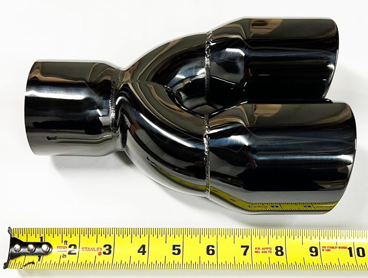 Exhaust Tip 2.50 Inlet Dual 3.50 X 9.50 Long WDDWRP3500950-250-BC-SS Round Double Wall Black Chrome 304 Stainless Wesdon Exhaust Tip