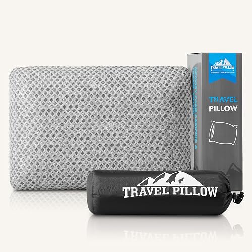 PEUJEW Memory Foam Travel Pillow (Light Grey, S)