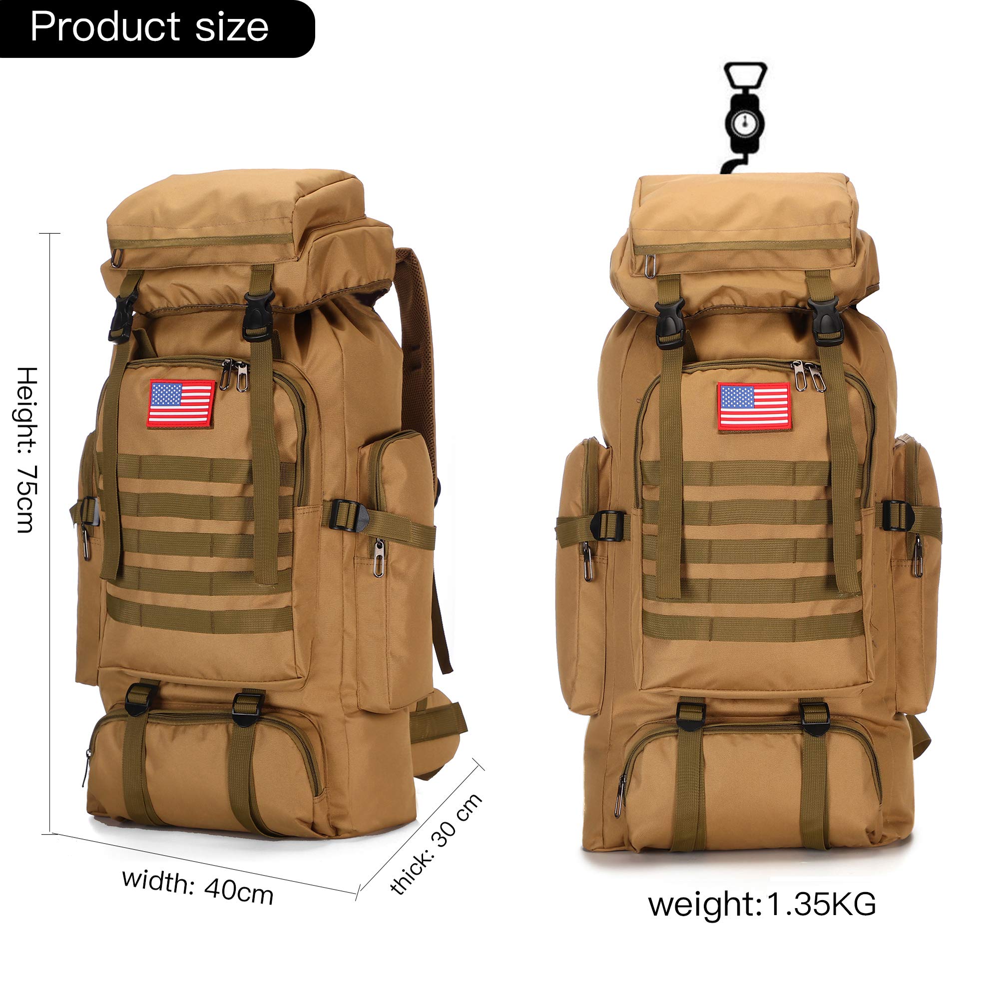 King'sGuard 70L Camping Hiking Backpack Tactical Backpack Military Molle Rucksack Backpack for Outdoor