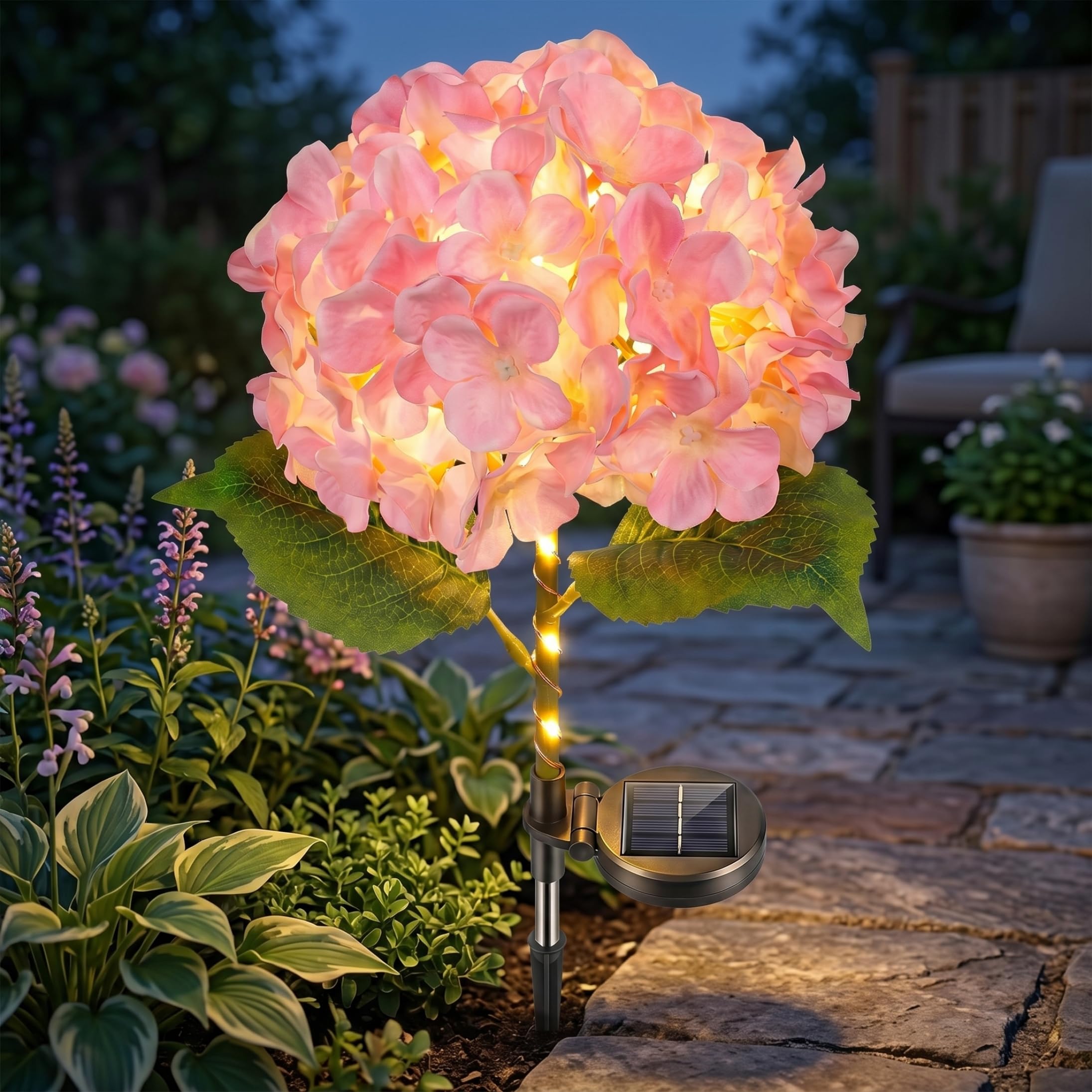 Faticenic Solar Flower Lights, Fairy Hydrangea Lights, Solar Flowers Outdoor Waterproof for Garden Patio Yard Decor, Flower, Fairy Hydrangea