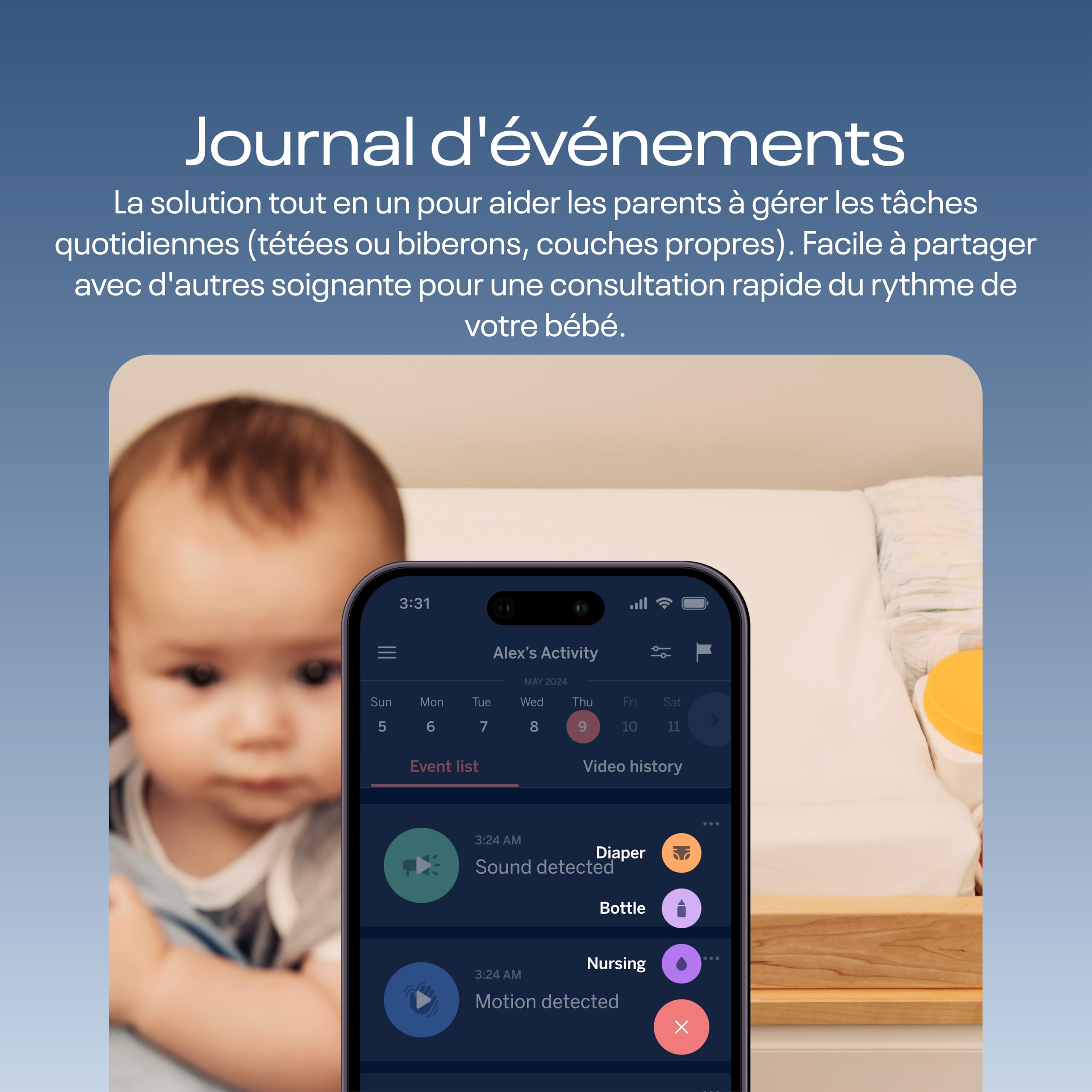 Nanit Pro Babyphone Caméra, Support et Bande - Caméra Bébé - 1080p Vidéo & Audio Bidirrectionnel - Blanc (Nanit Pro + Support Flexible)