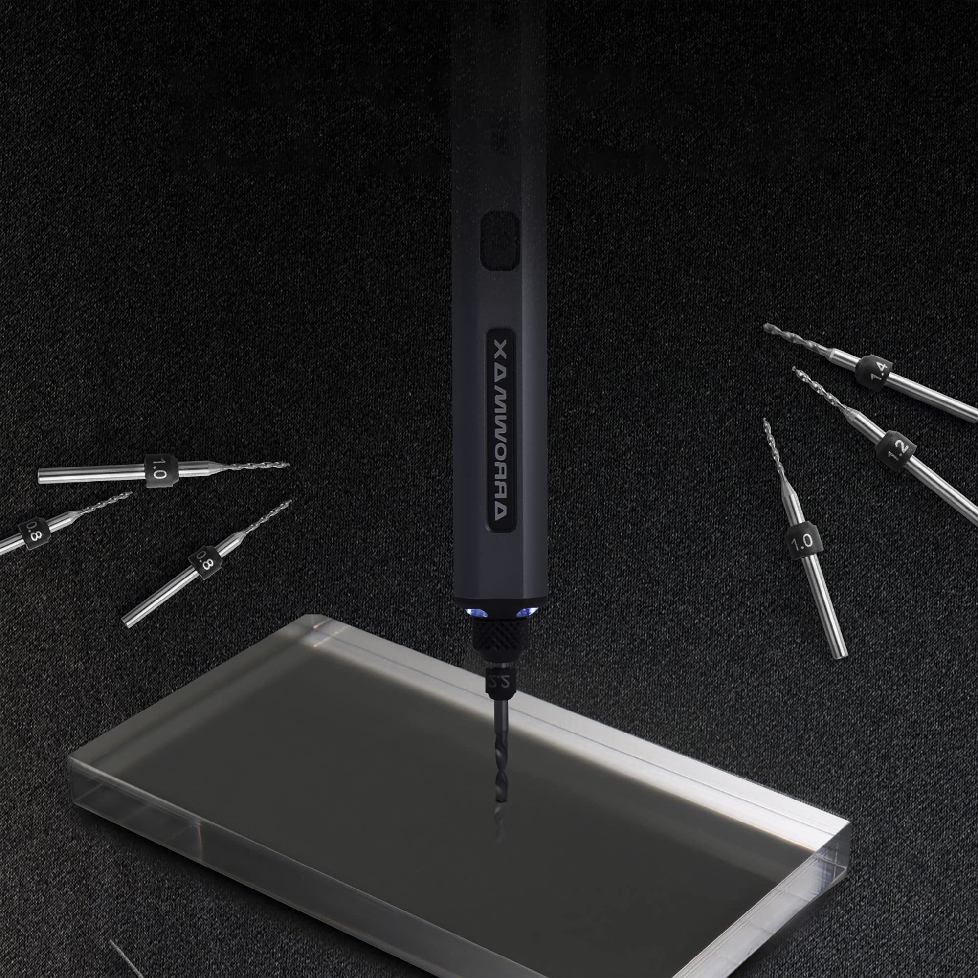 ARROWMAX Set di punte per trapano PCB, marcatura delle dimensioni, 0,6 mm - 2,2 mm, gambo da 2,35 mm, micro trapano in metallo duro, per fai da te, gioielli, ambra, perle, PCB, plastica (set A)