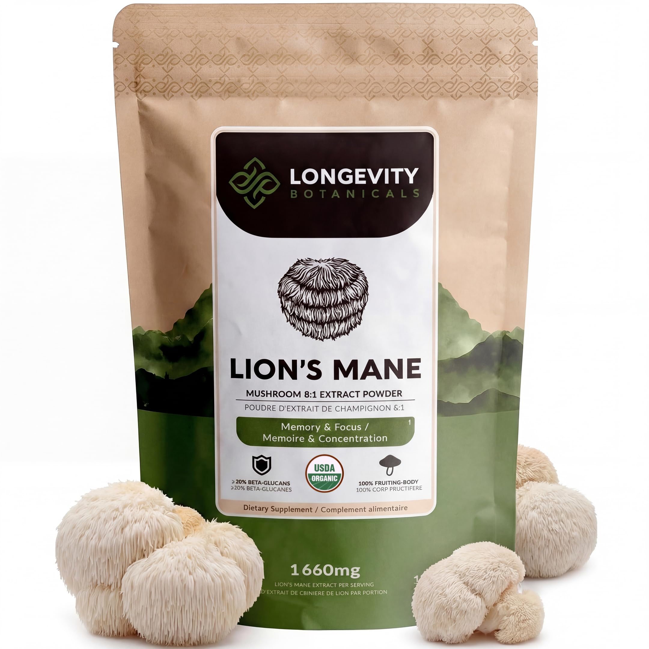 Longevity Botanicals Organic Lion's Mane Powder