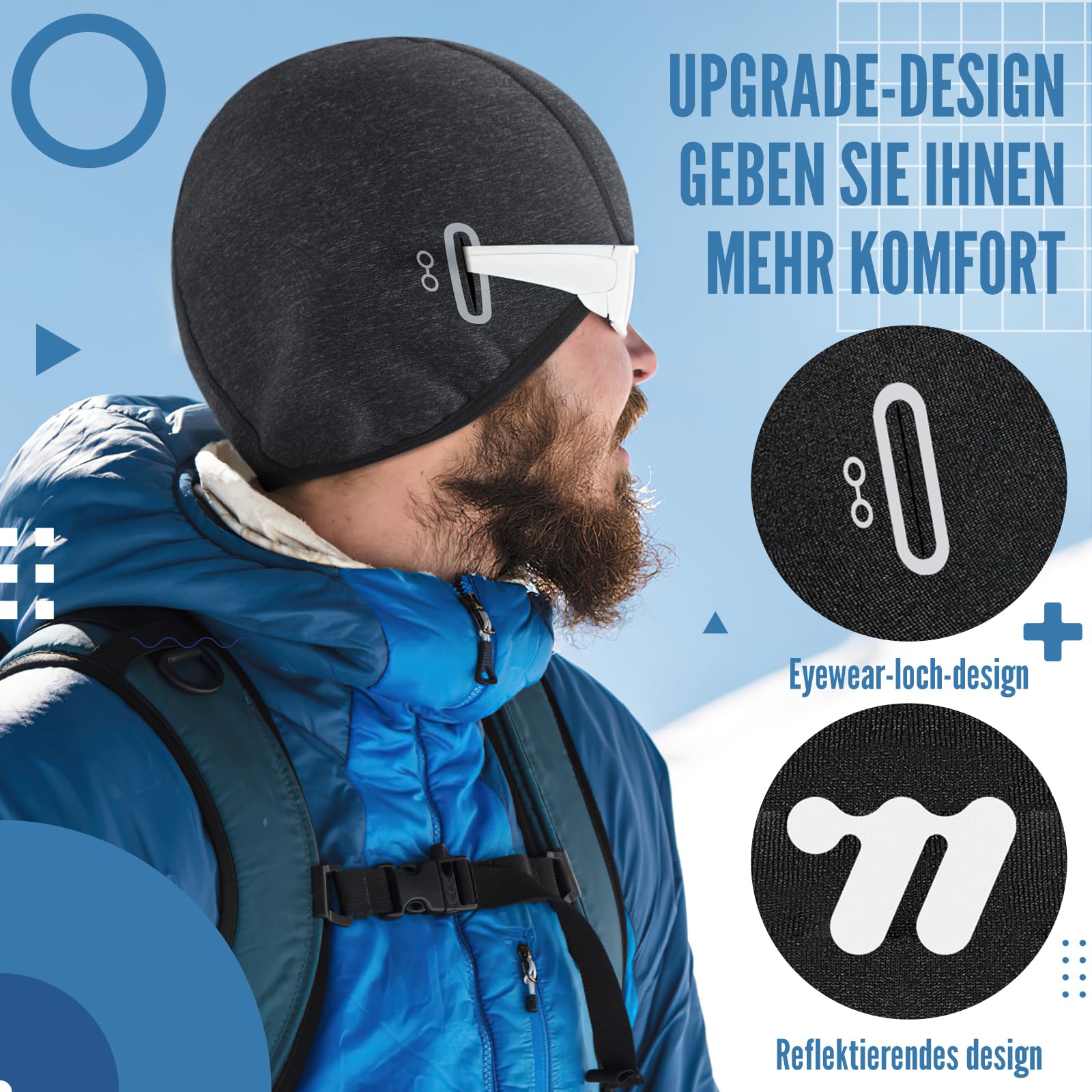 WESTGIRL Czapka rowerowa, czapka pod kask dla mężczyzn i kobiet, ciepła, wiatroszczelna czapka zimowa, czapka sportowa ogrzewacz do biegania, jazdy na rowerze, jazdy na nartach, snowboardzie i motocyklu