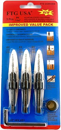 FTG USA Countersink Drill Bit Set 3 Pc #4 (7/64