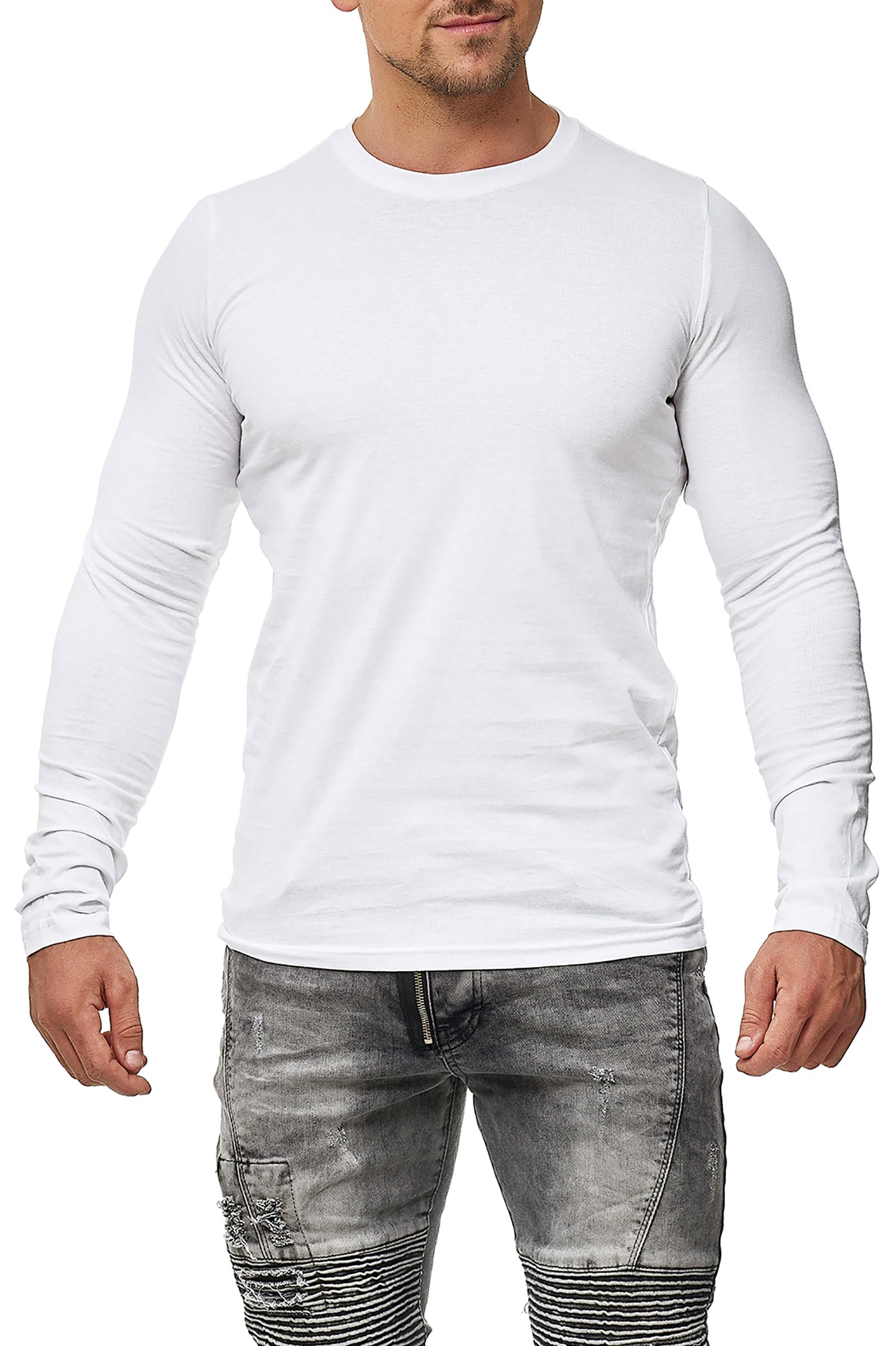 Happy Clothing Camiseta de manga larga para hombre - Cuello redondo - S M L XL 2XL 3XL