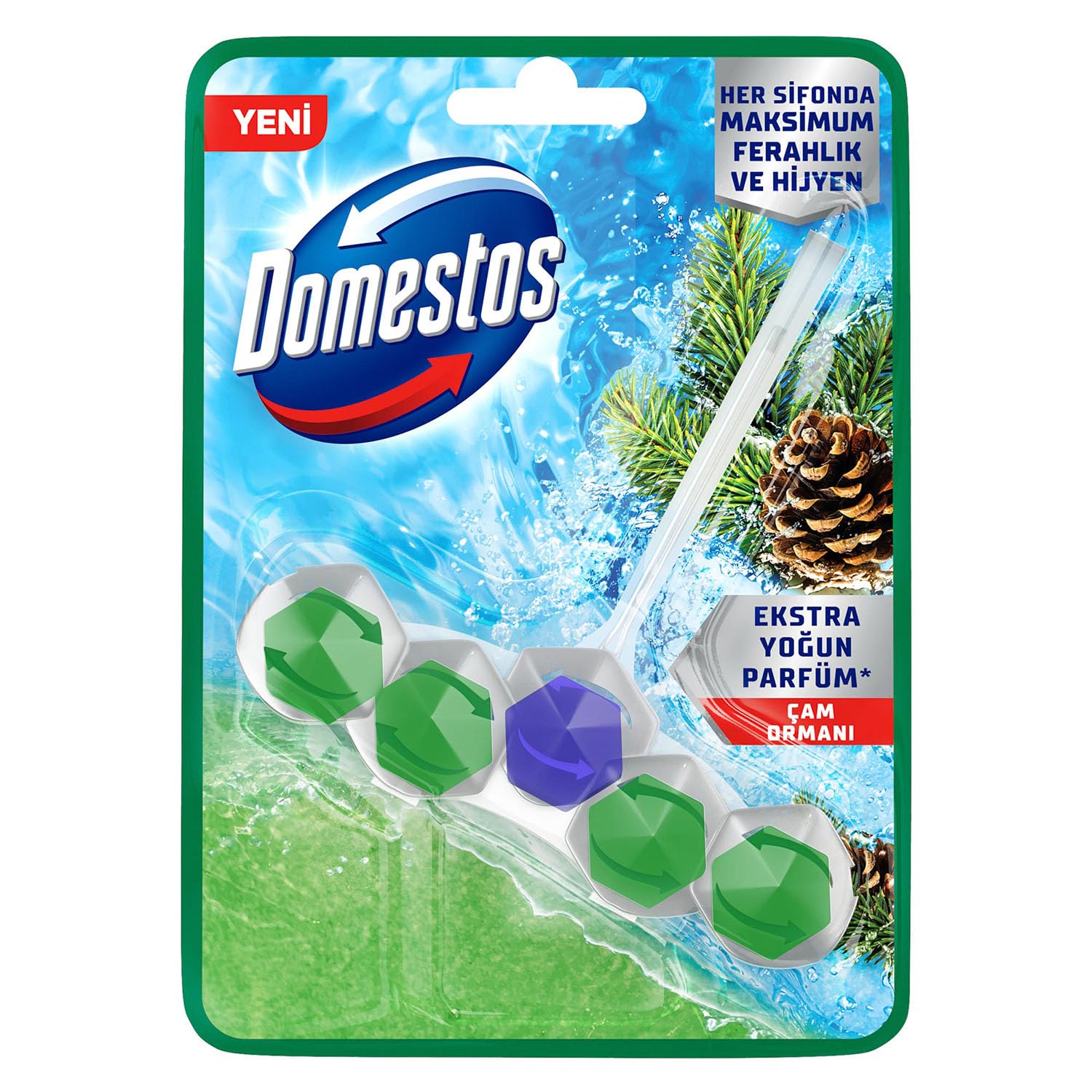Domestos WC Blok 5'li Güç Tuvalet Bloğu Çam Ferahlığı Maksimum Hijyen 50 G