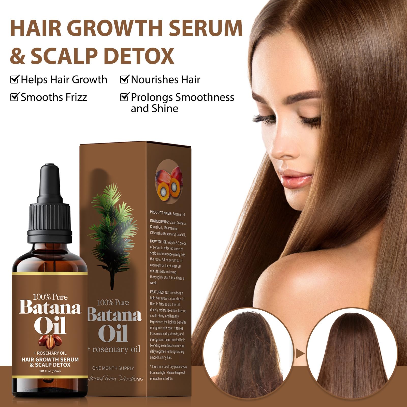 Batana Oil for Hair Growth Rosemary,Nourishes the Scalp for Strong and Healthy Hair Reduces Hair Loss,Batana Hair Oil for Women and Ma,30 ml / 1 Fl Oz - Image 3