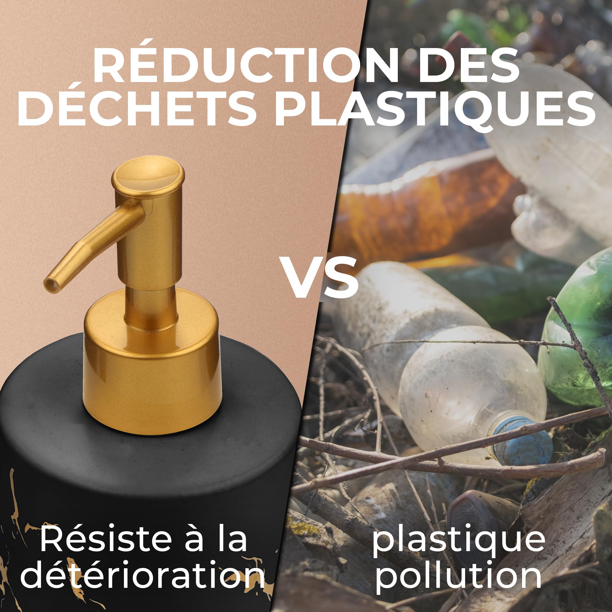 Distributeur Savon Douche Céramique 400ML | Distributeur Savon Salle De Bain | Distributeur De Savon Liquide Vaisselle Pompe Savon | Pousse Mousse Savon Main | Distributeur À Savon (Noir)